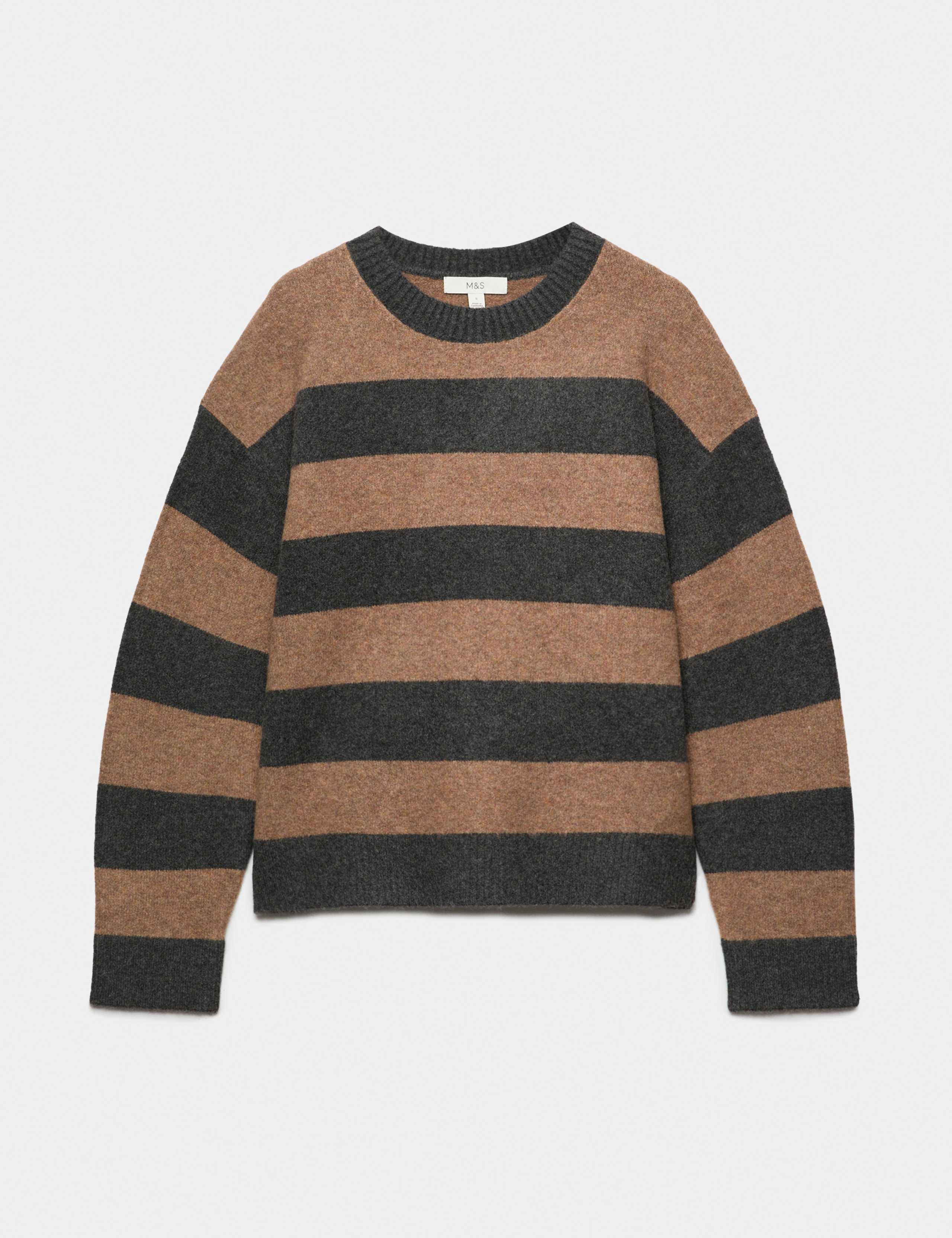 Striped Crew Neck Relaxed Jumper with Wool 2 of 5