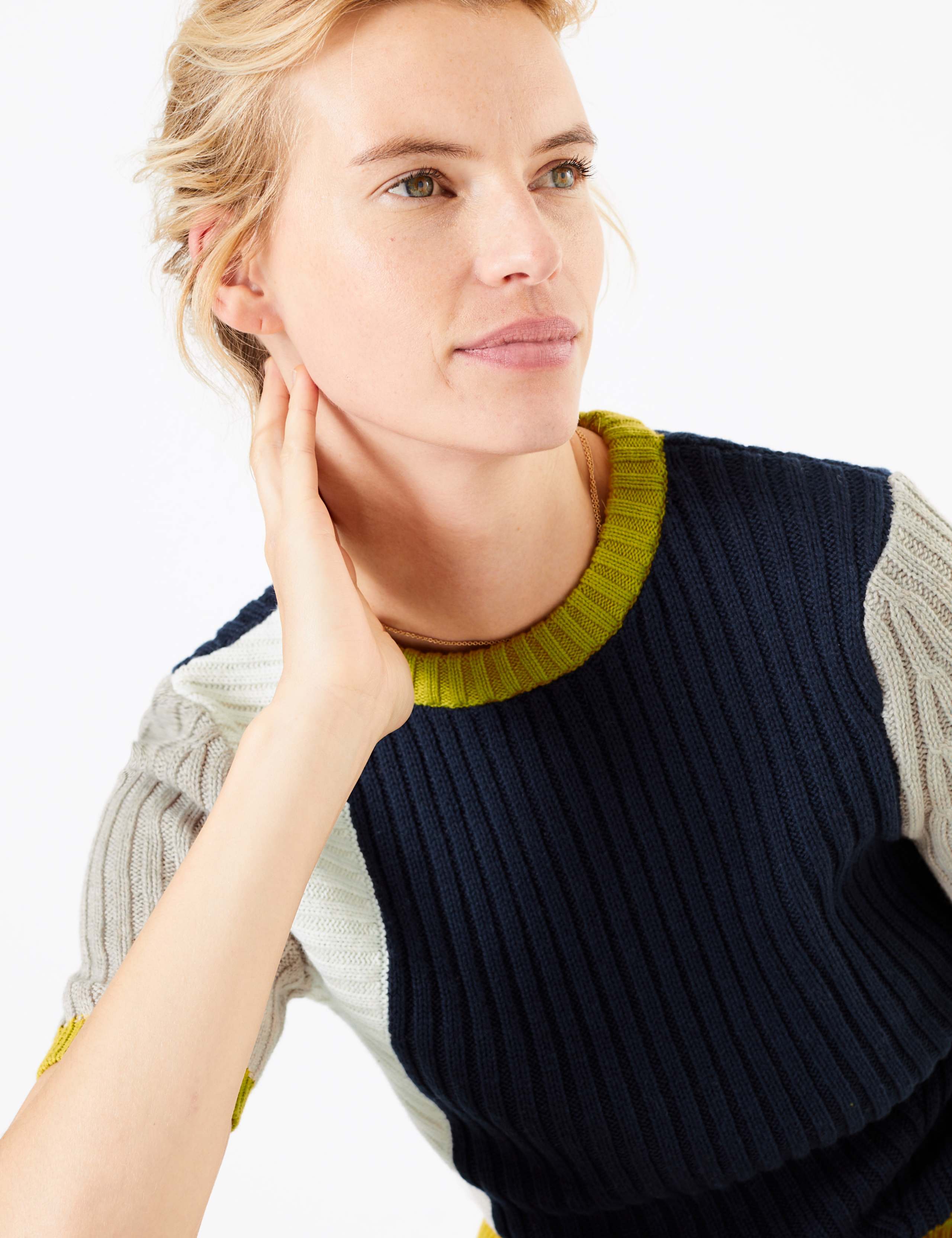 Cotton Rich Colour Block Knitted Top 3 of 4