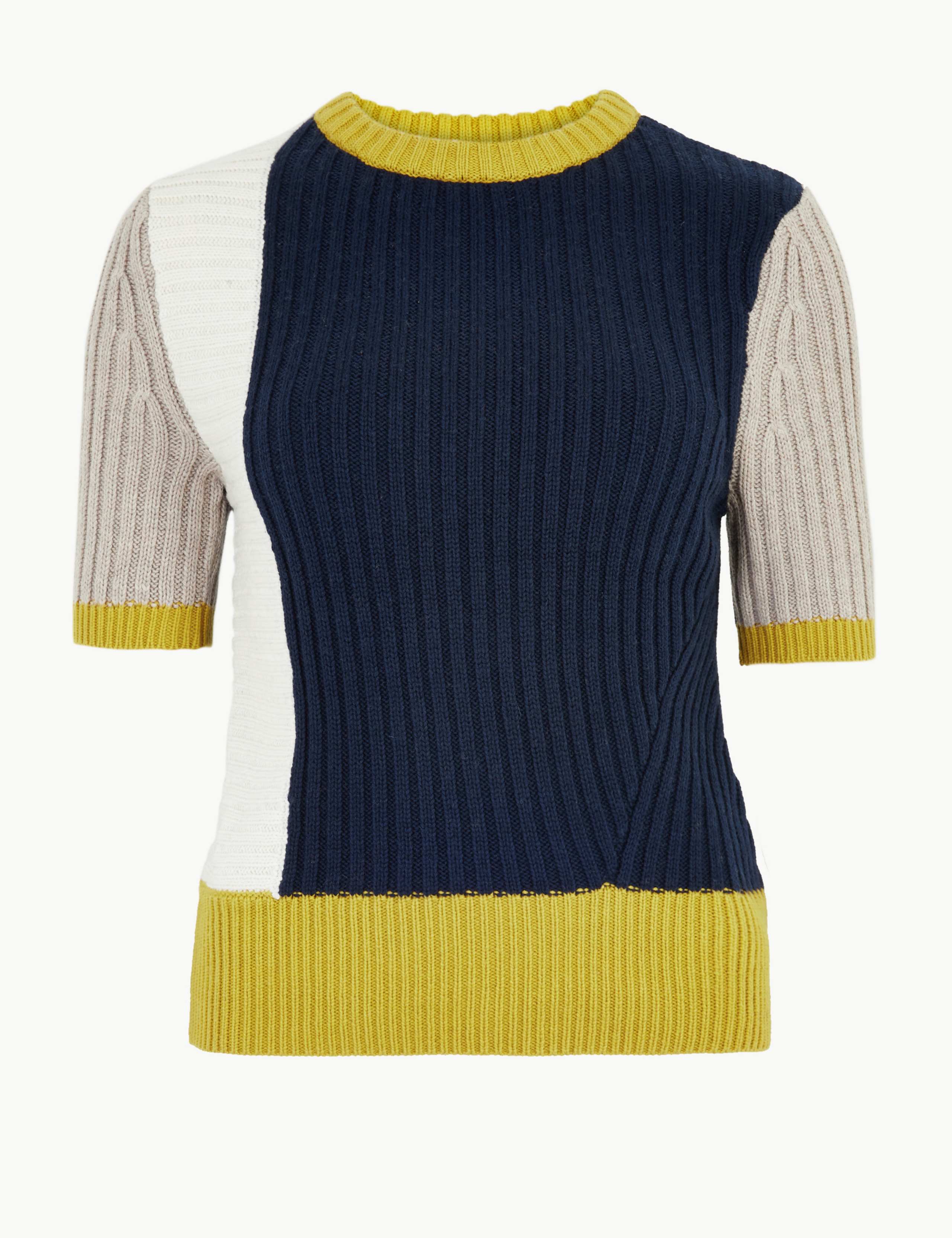 Cotton Rich Colour Block Knitted Top 2 of 4