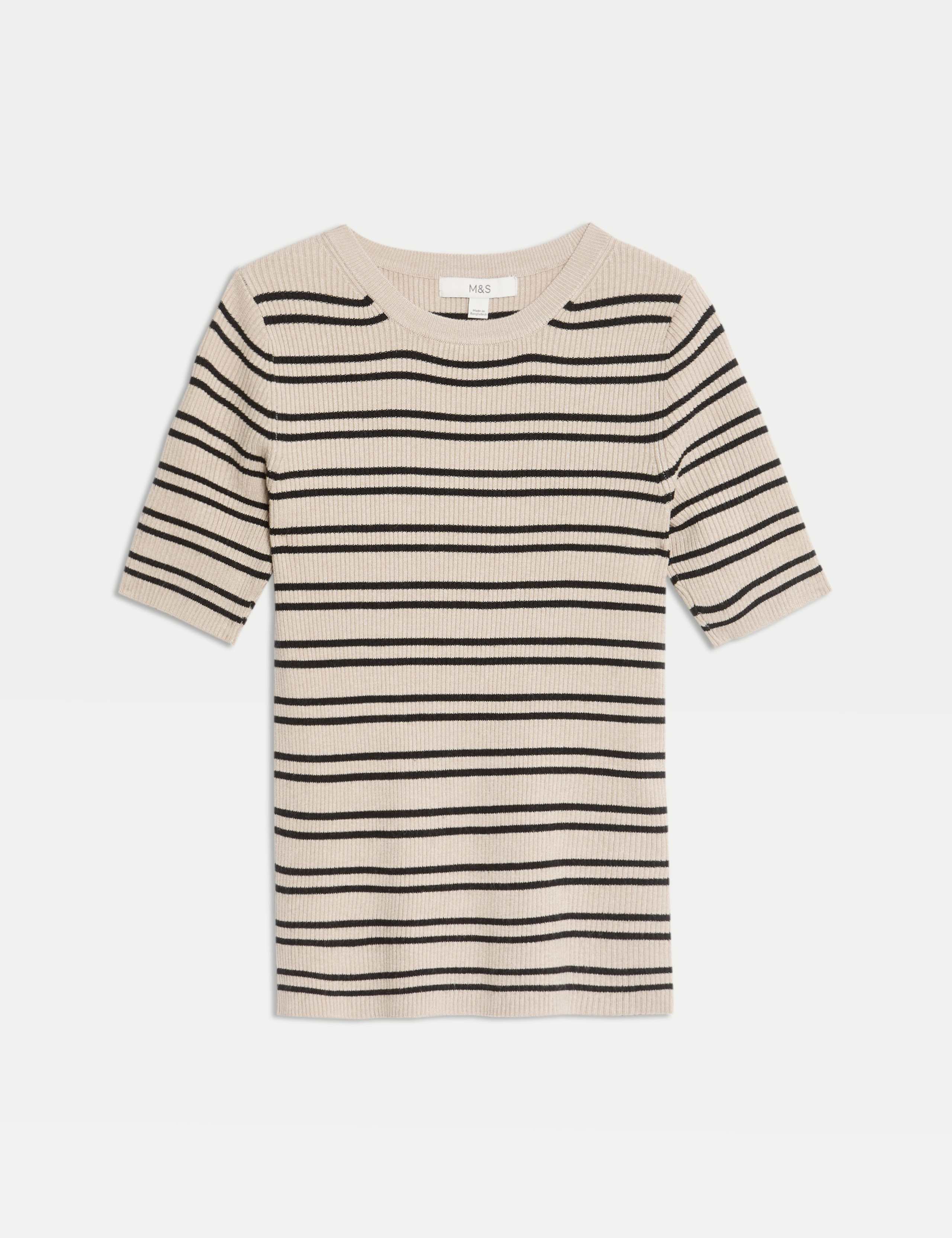 Striped Crew Neck Slim Fit Knitted Top 2 of 6