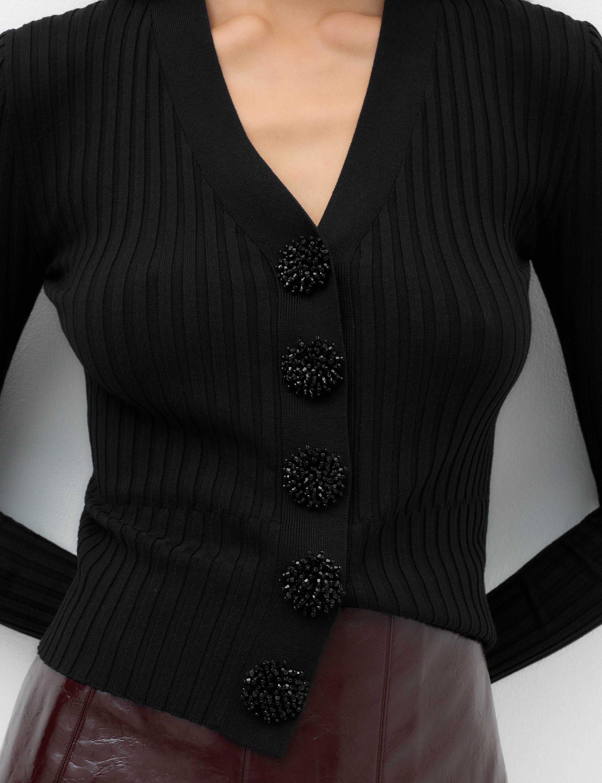 Embellished V Neck Cropped Cardigan 3 of 6