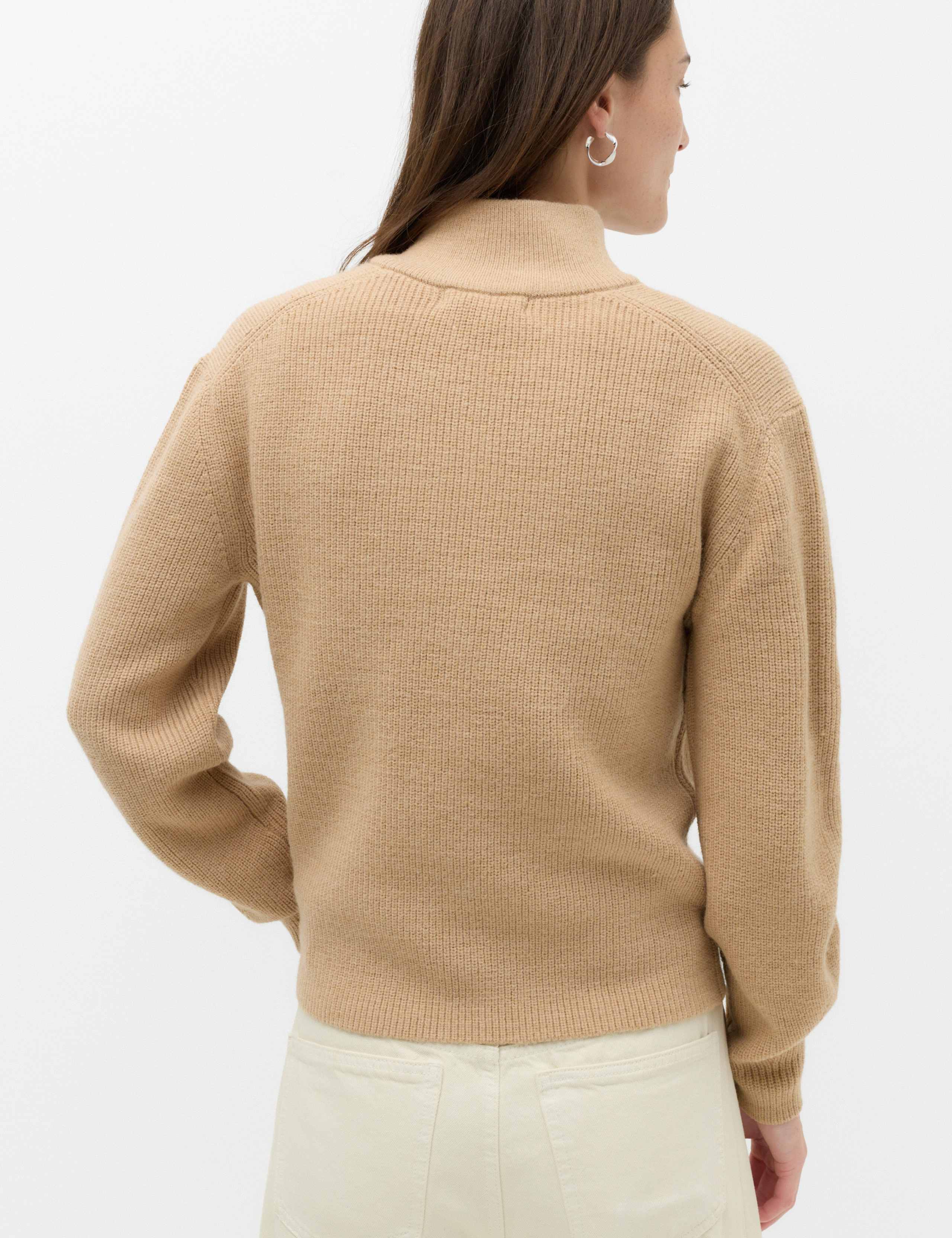Wool Blend Textured Funnel Neck Half Zip Jumper 4 of 6