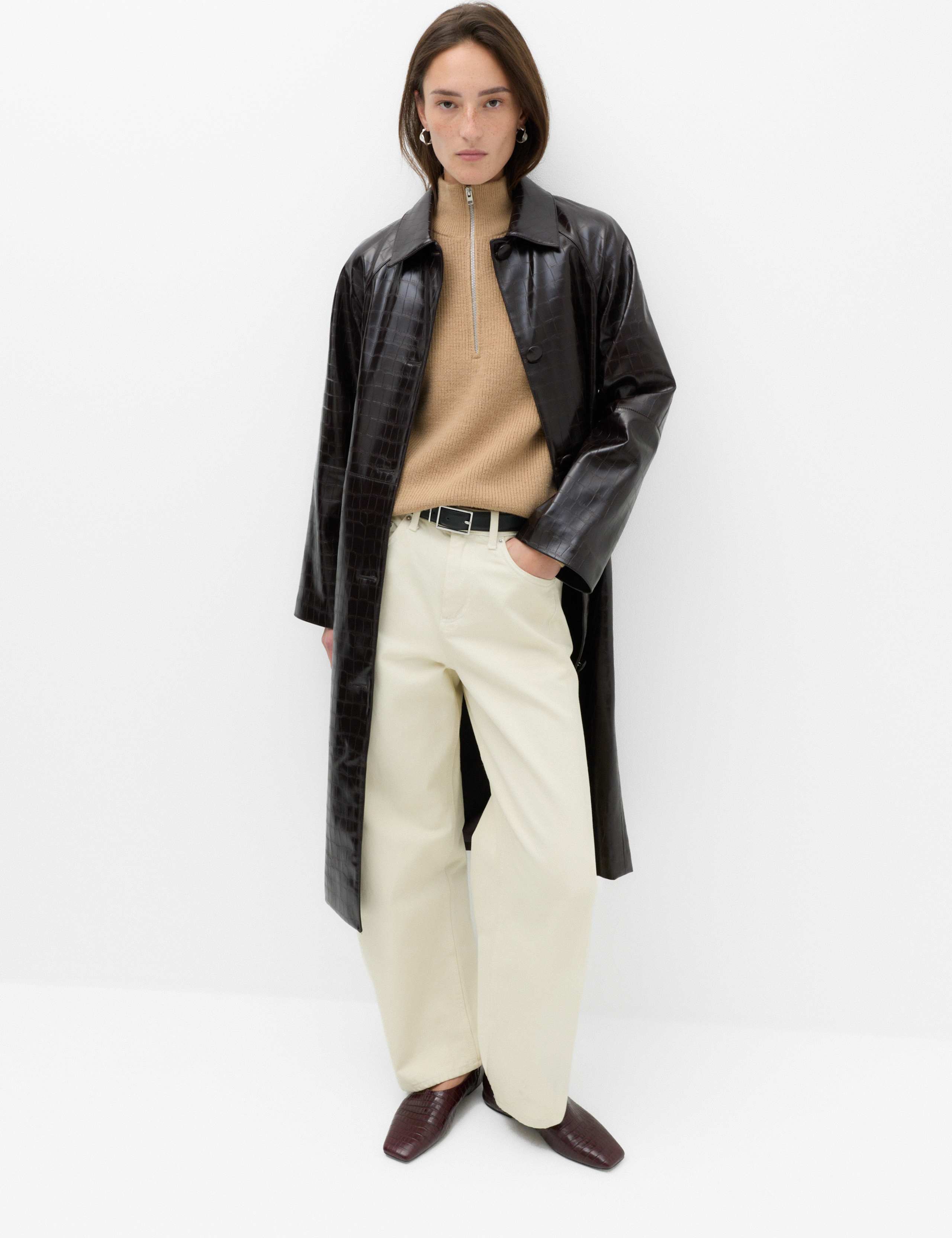 Wool Blend Textured Funnel Neck Half Zip Jumper 5 of 6