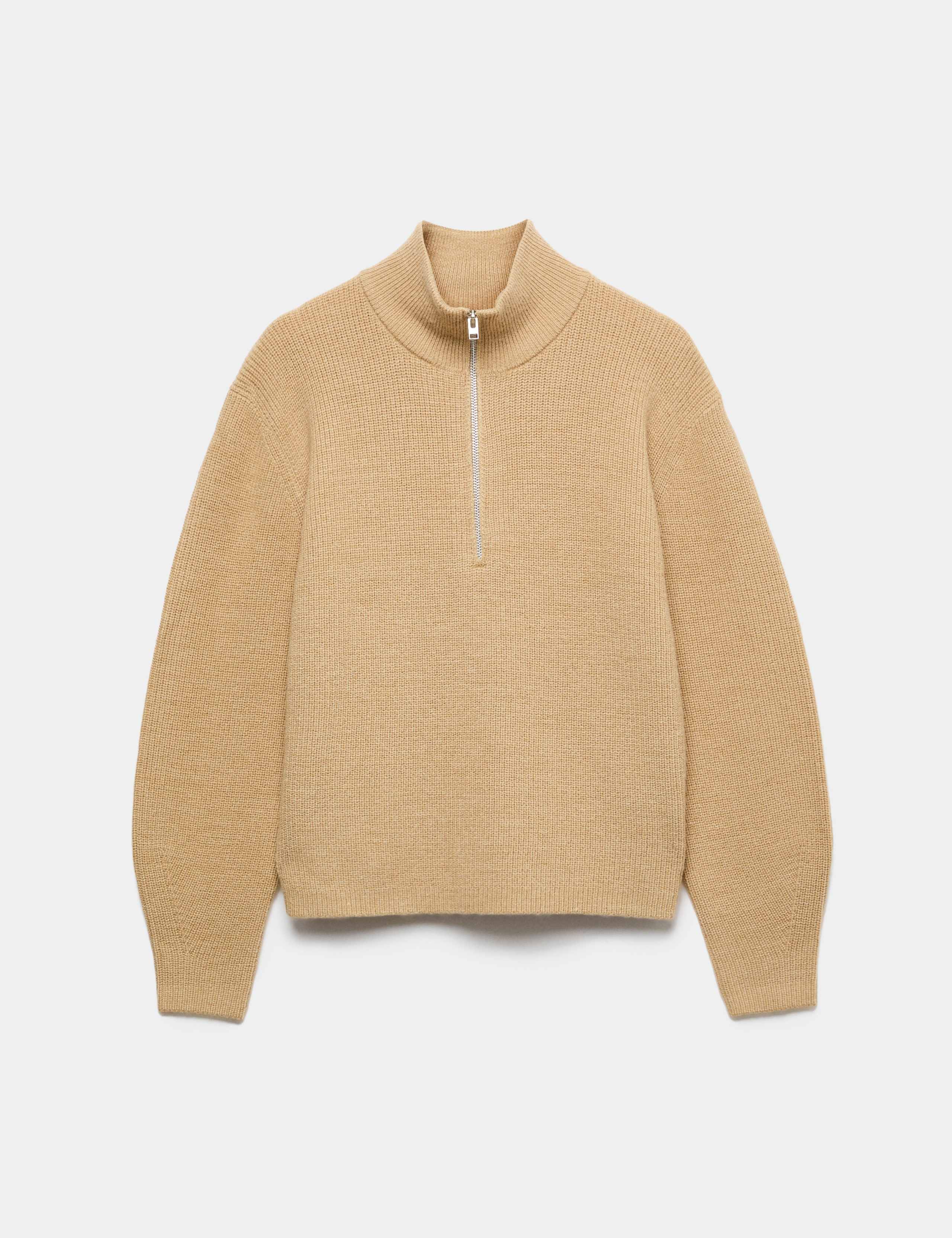 Wool Blend Textured Funnel Neck Half Zip Jumper 2 of 6