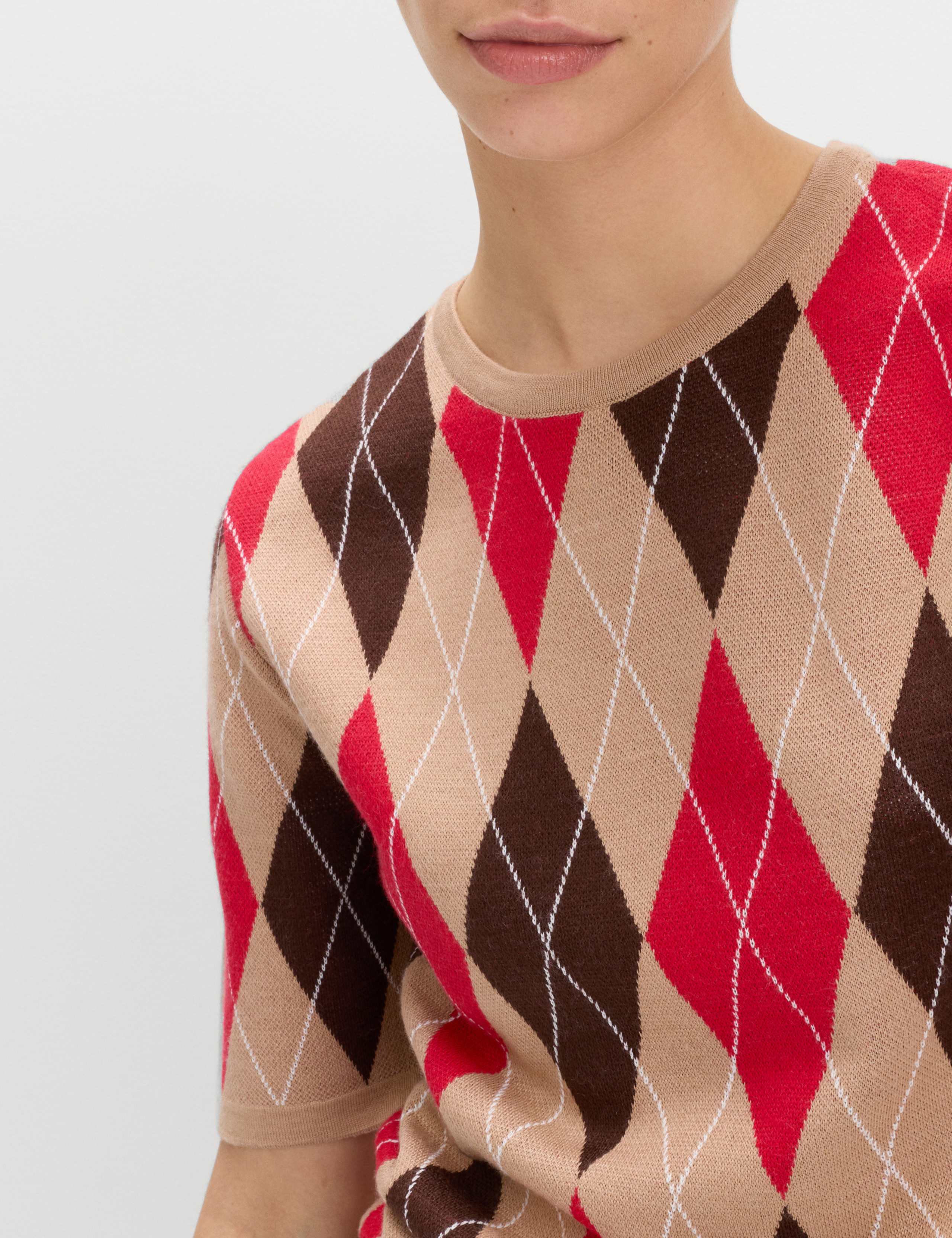 Argyle Crew Neck Slim Fit Knitted Top 3 of 5
