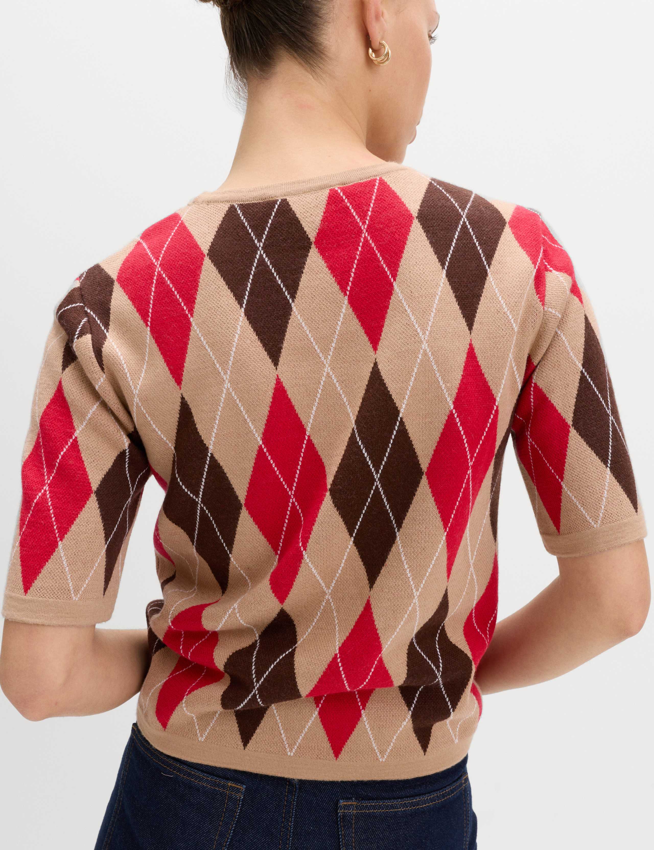 Argyle Crew Neck Slim Fit Knitted Top 4 of 5