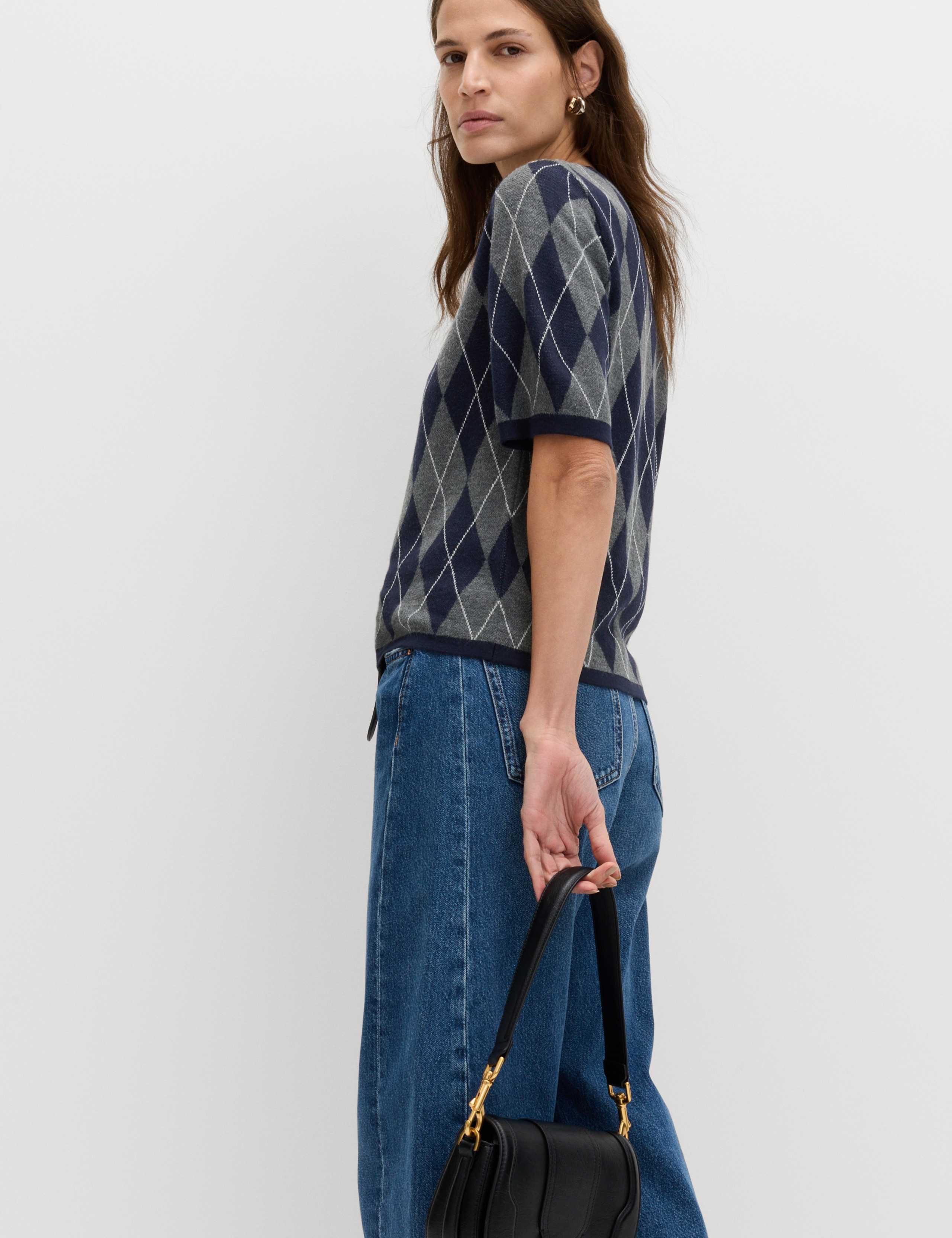 Argyle Crew Neck Slim Fit Knitted Top 5 of 6