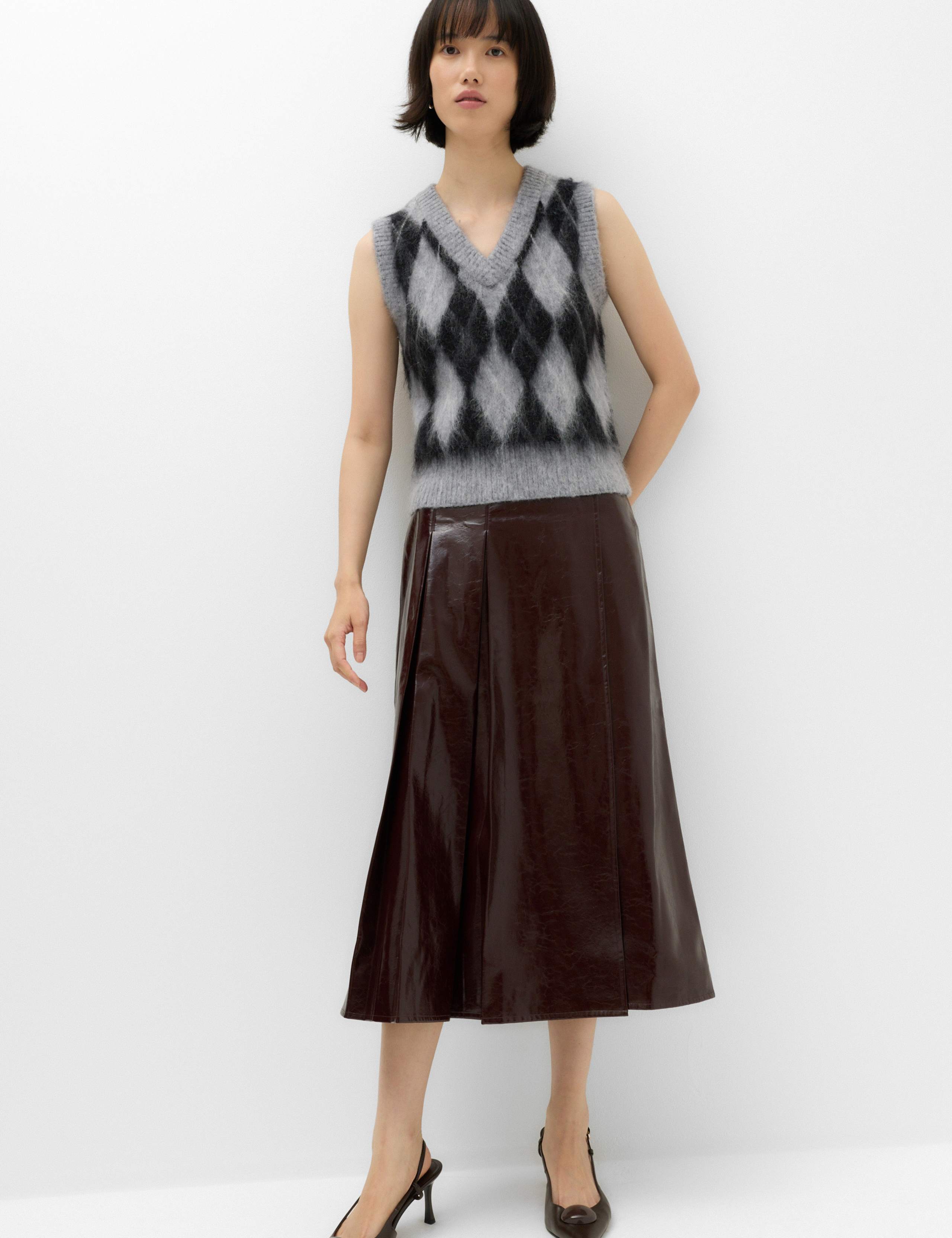 Brushed Argyle Knitted Vest with Mohair 3 of 6