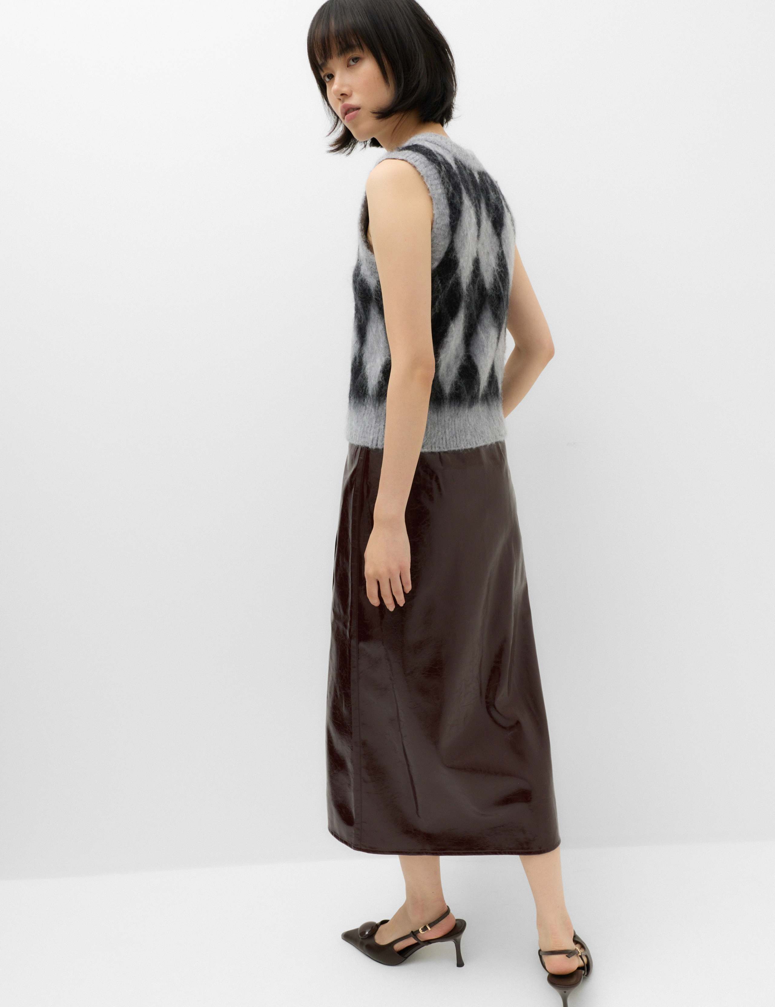 Brushed Argyle Knitted Vest with Mohair 5 of 6