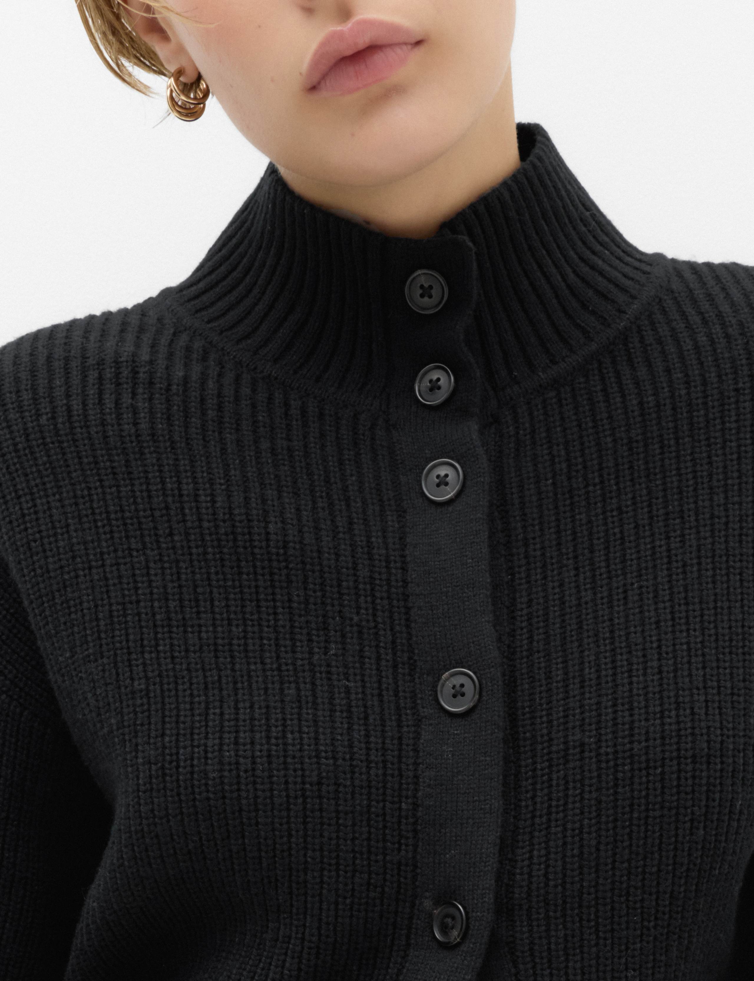 Lambswool Blend Funnel Neck Relaxed Knitted Jacket 3 of 6