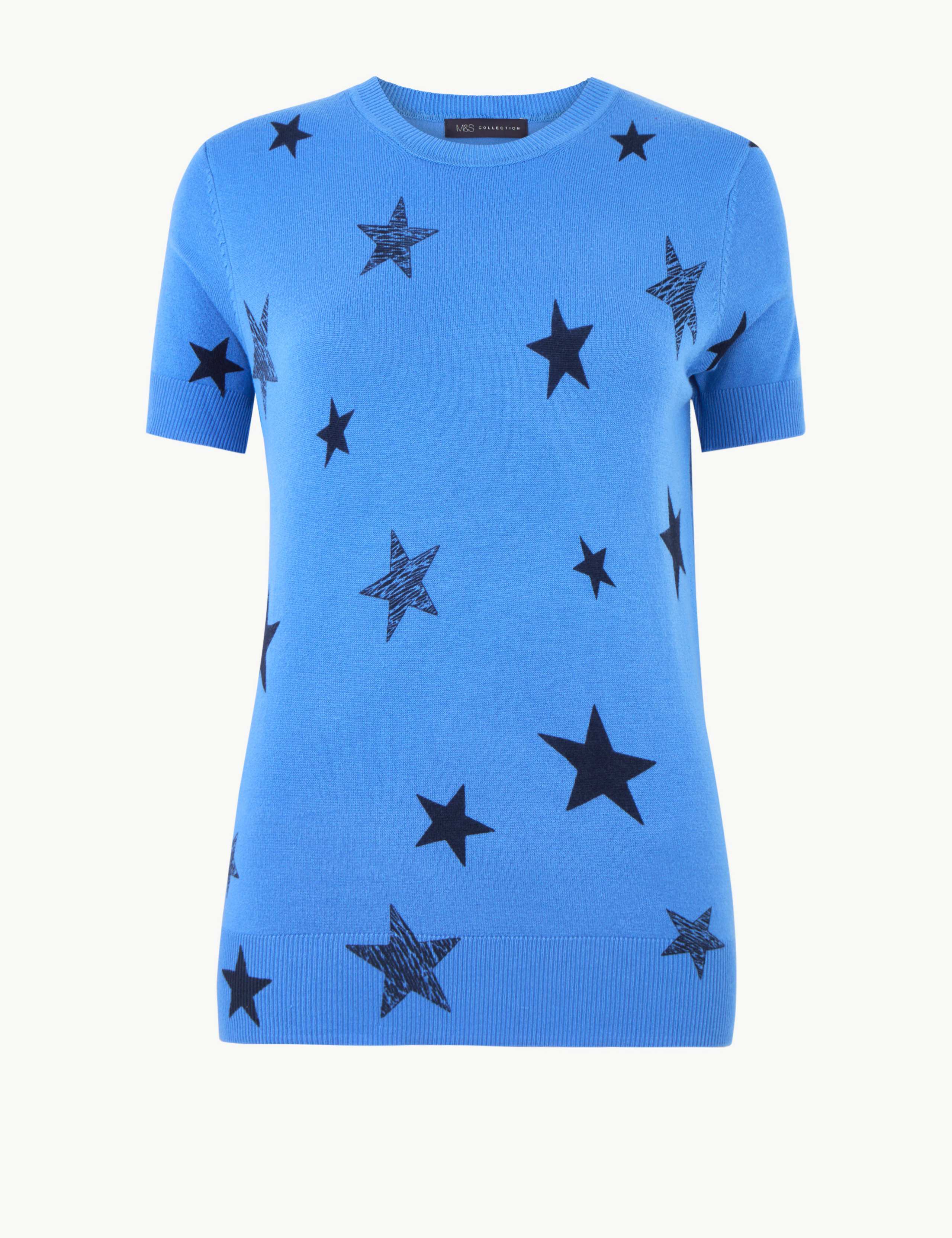 Star Print Short Sleeve Knitted Top 2 of 4