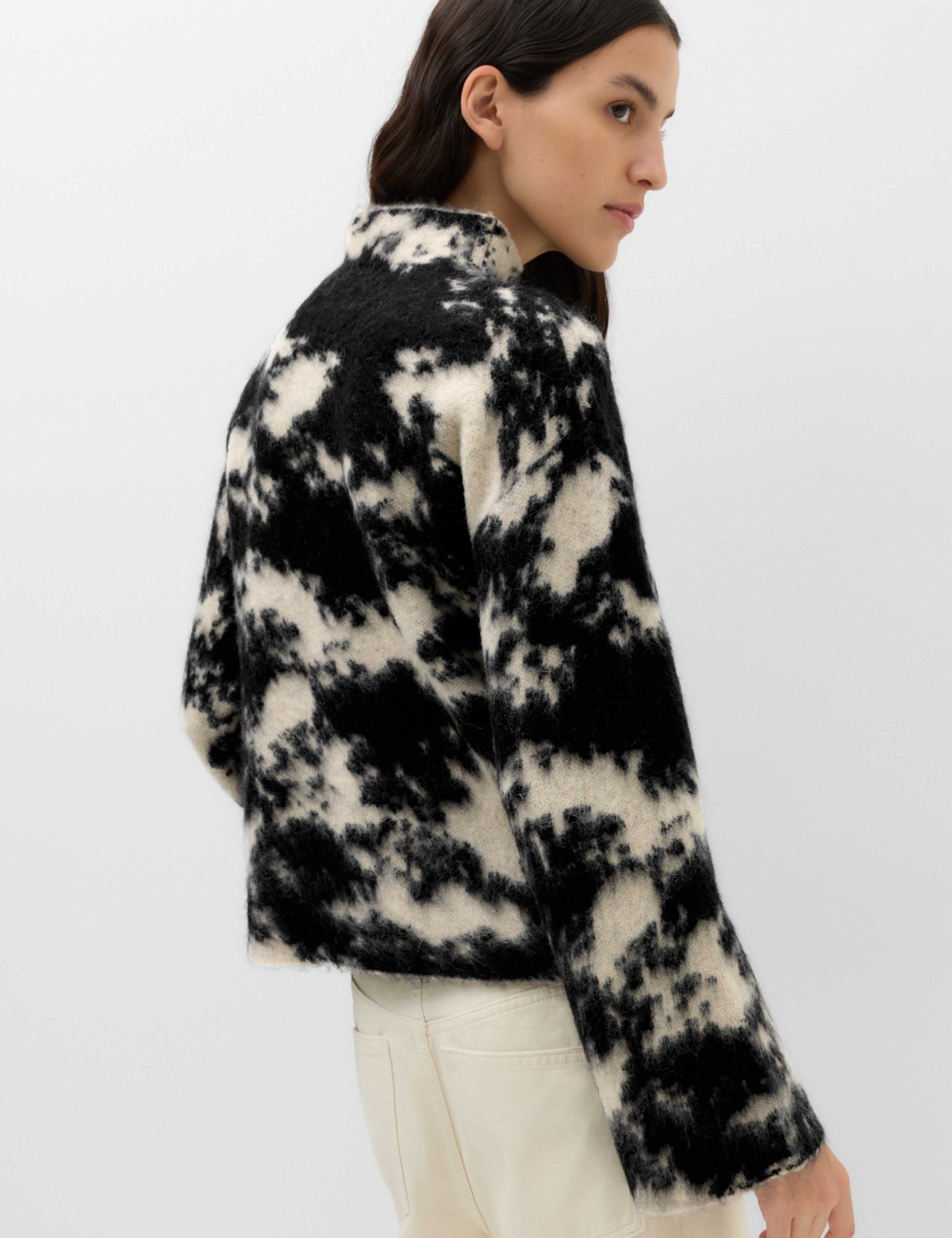 Wool Blend Animal Print Funnel Neck Jumper 6 of 6