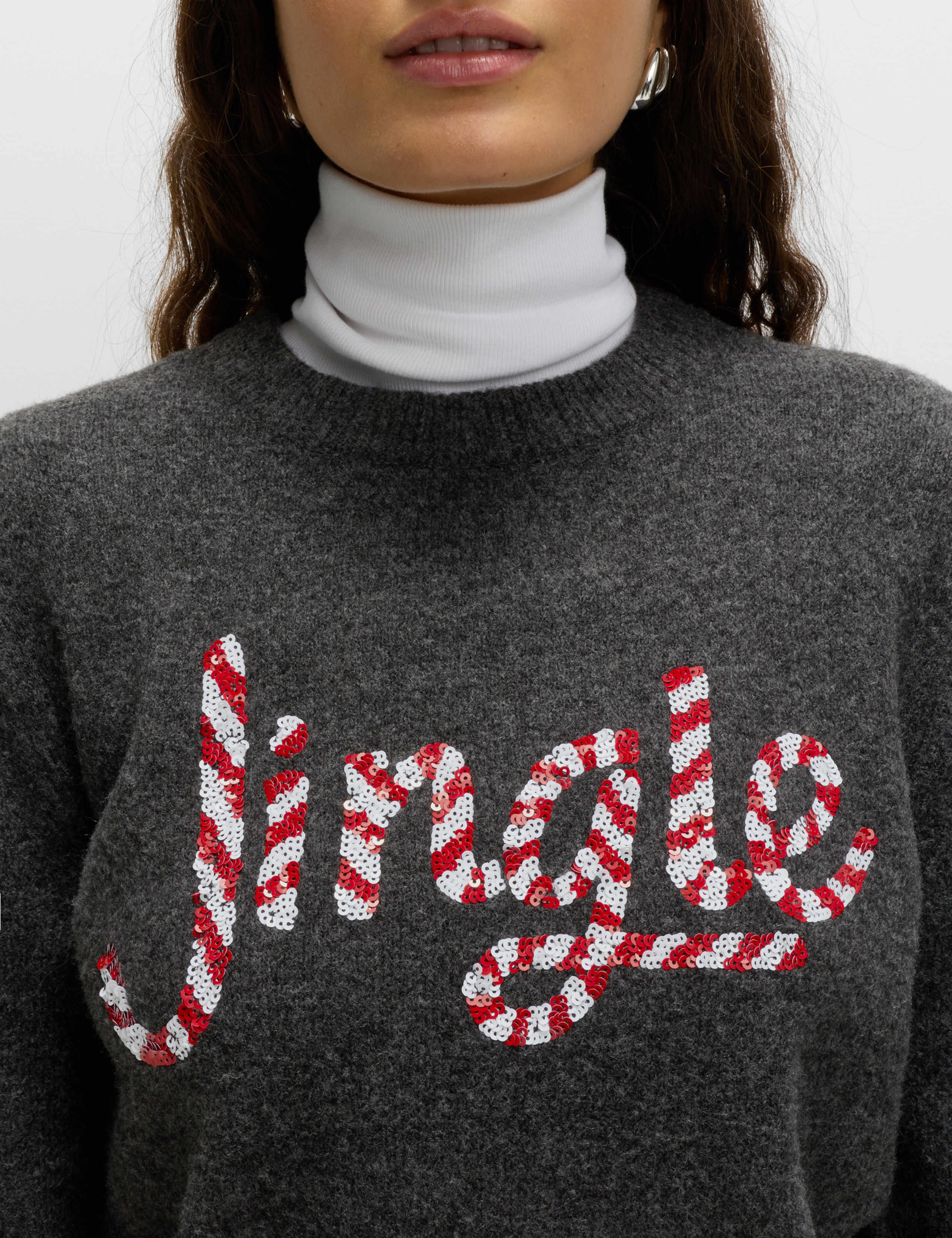 Embellished Slogan Crew Neck Jumper with Wool 4 of 4