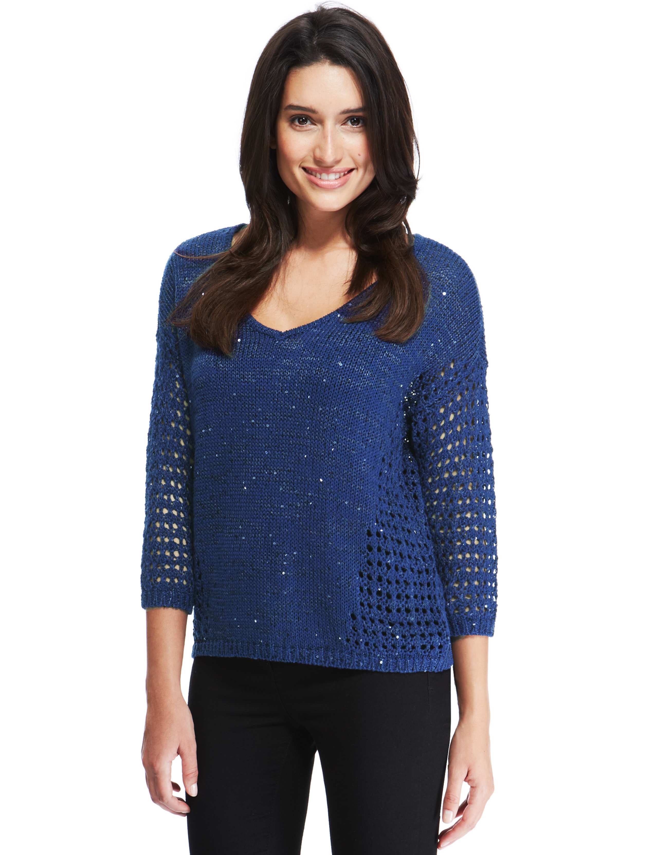 Sequin Embellished Pointelle Jumper 1 of 3