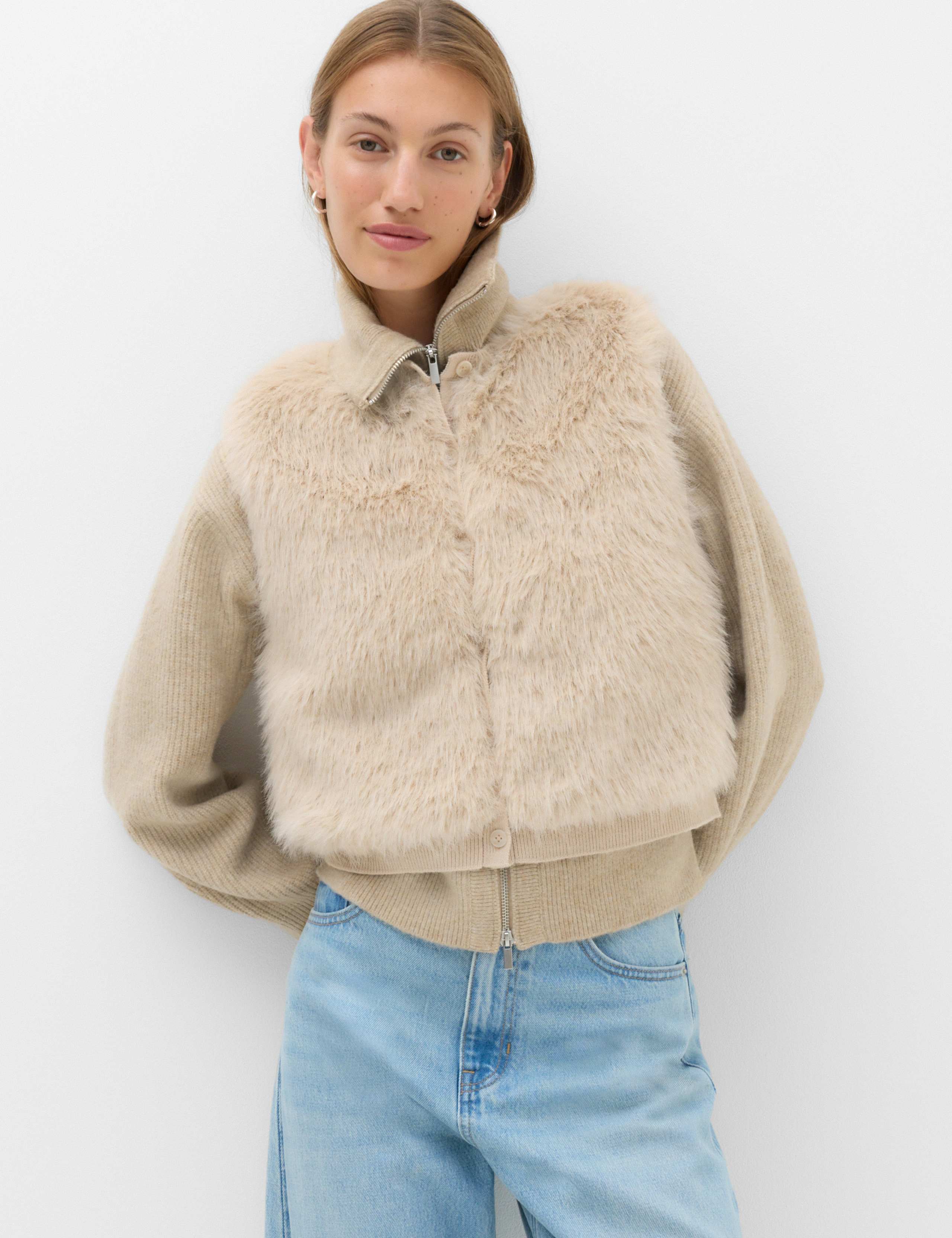 Faux Fur Cropped Knitted Waistcoat 5 of 5