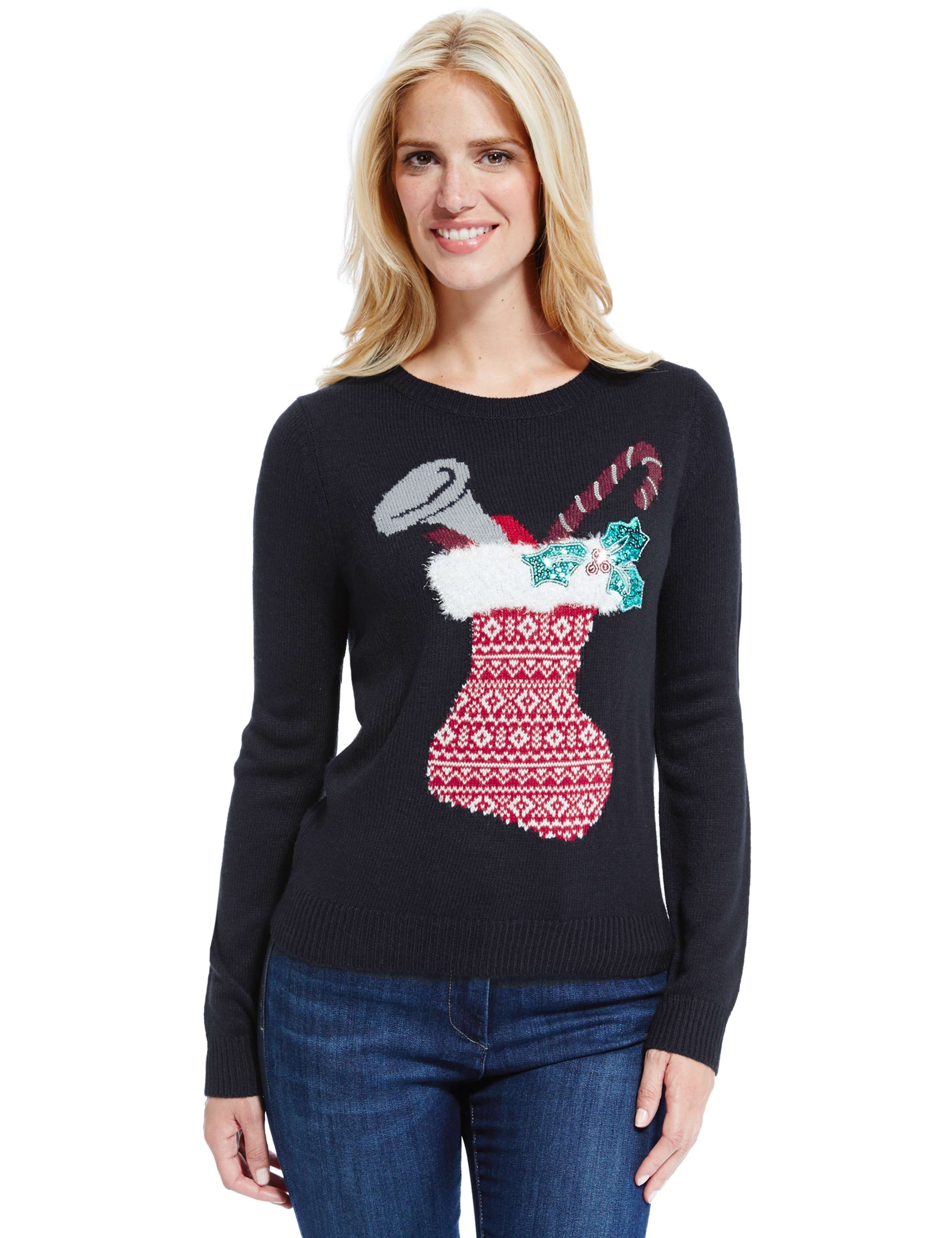 Embellished Stocking Christmas Jumper 1 of 4