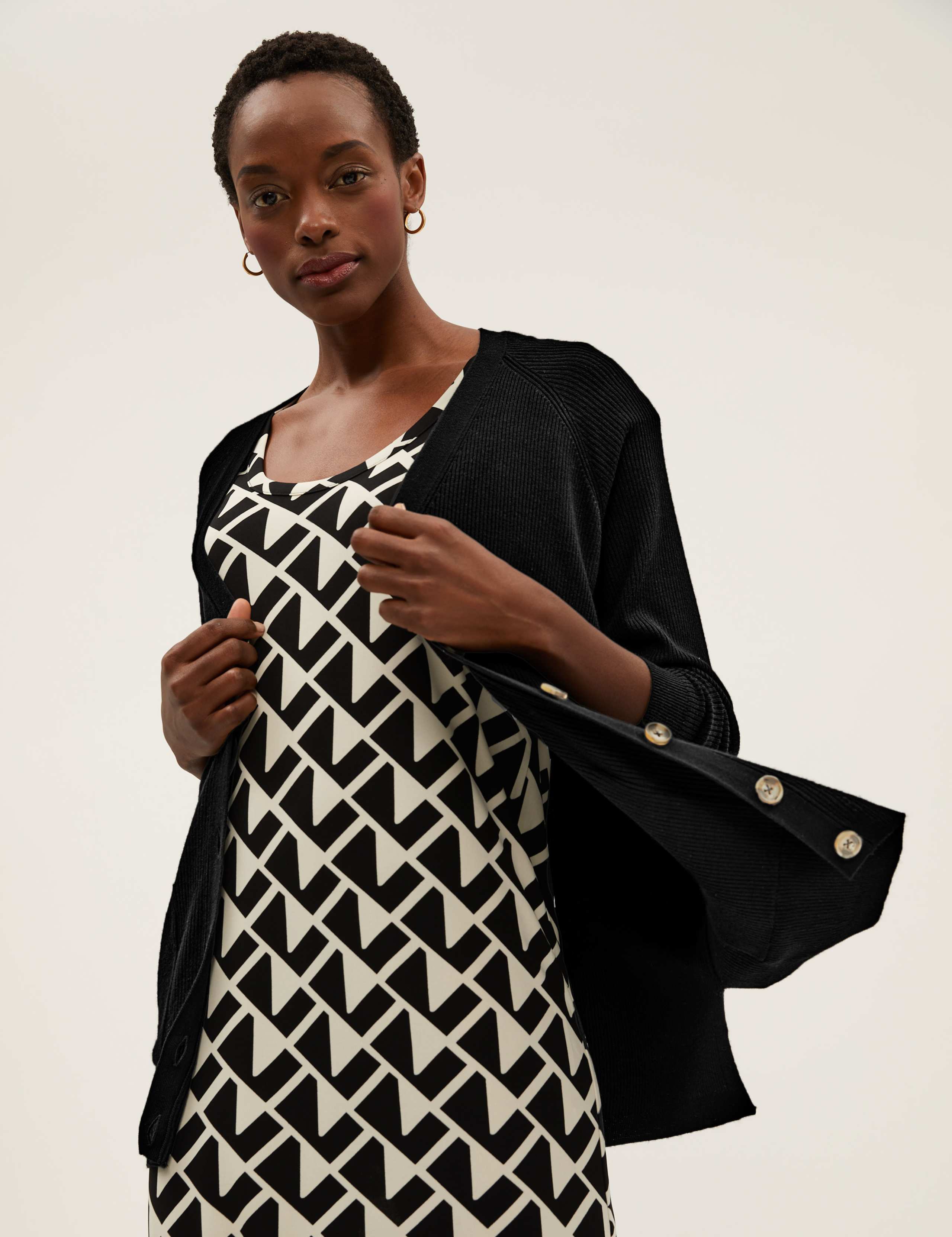 Ribbed V-Neck Longline Boyfriend Cardigan 3 of 7