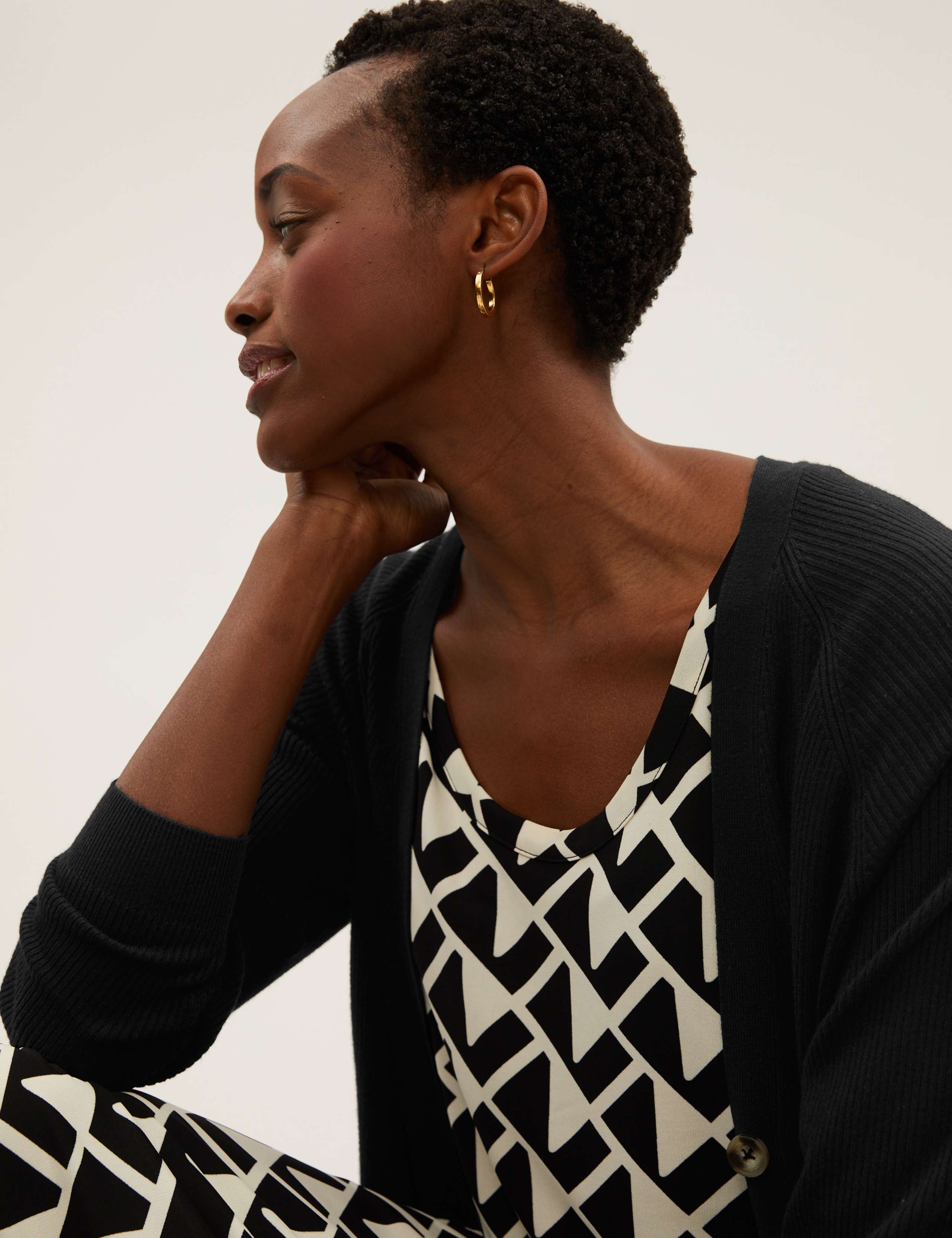 Ribbed V-Neck Longline Boyfriend Cardigan 6 of 7