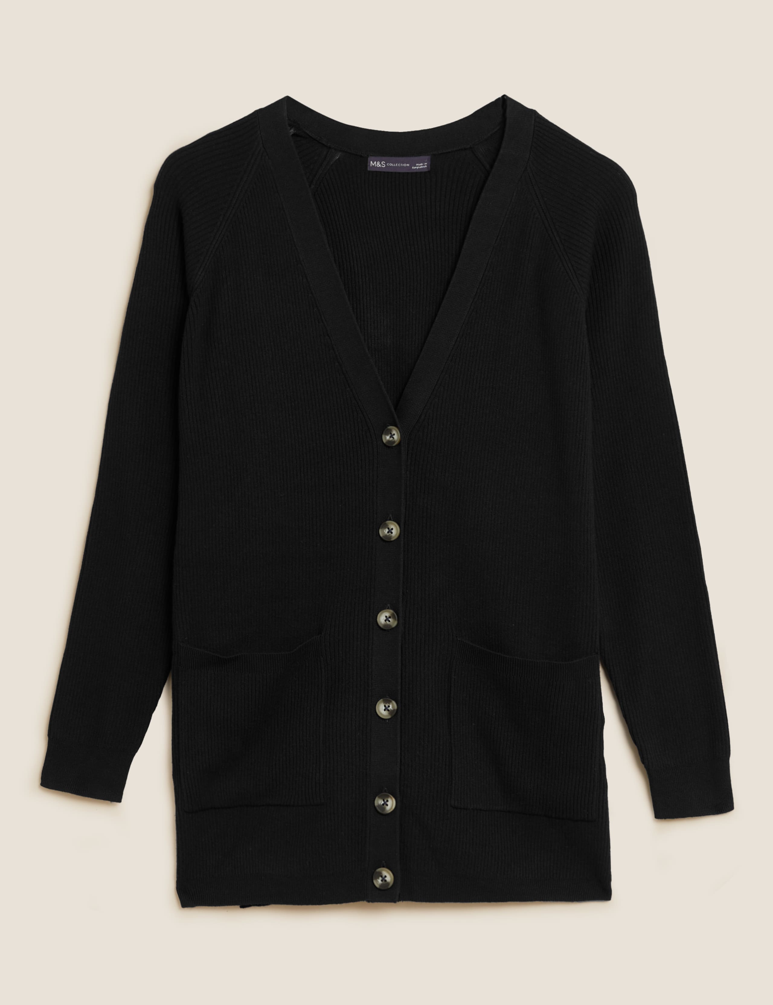 Ribbed V-Neck Longline Boyfriend Cardigan 2 of 7