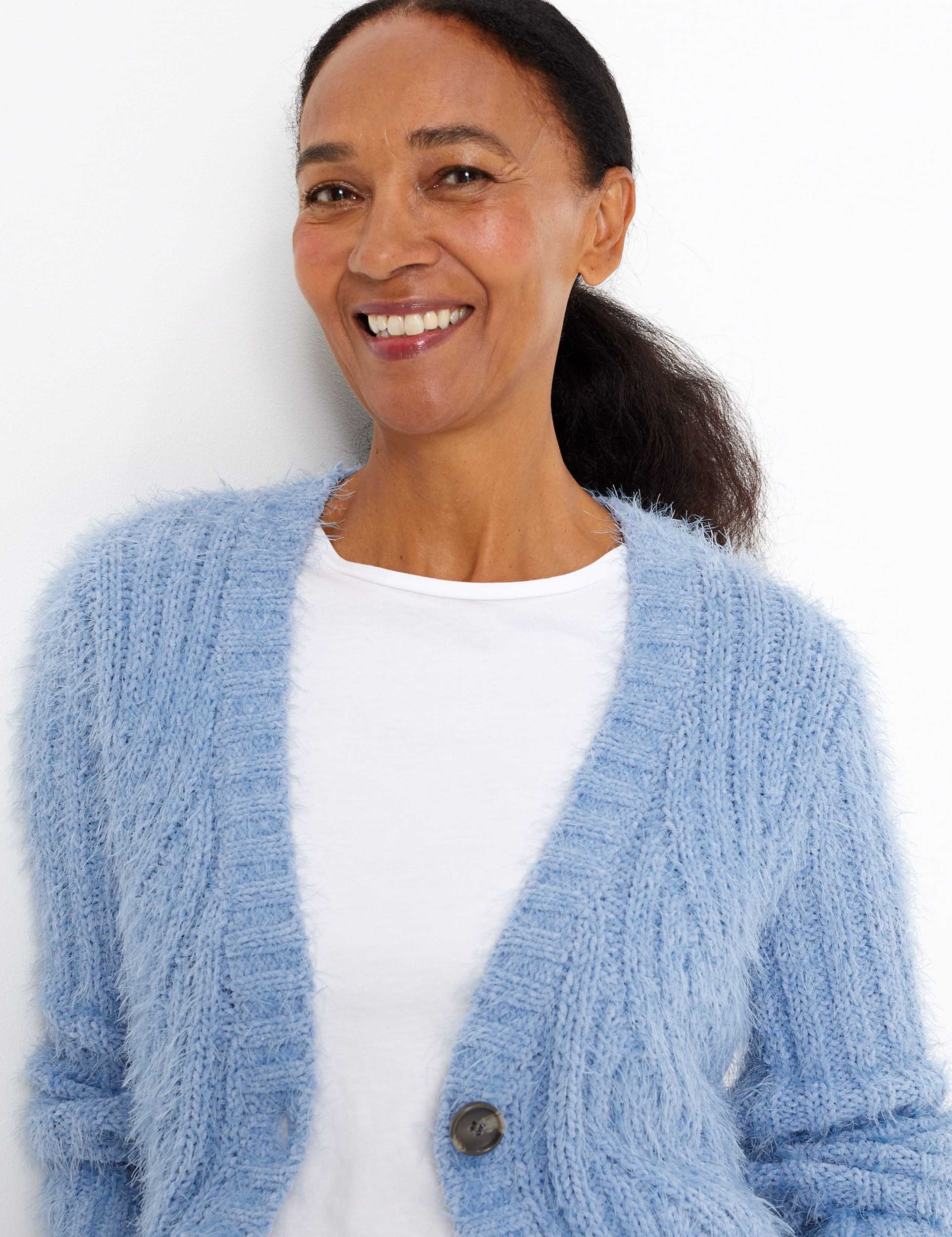 Chenille Cable Knit V-Neck Cardigan 3 of 5