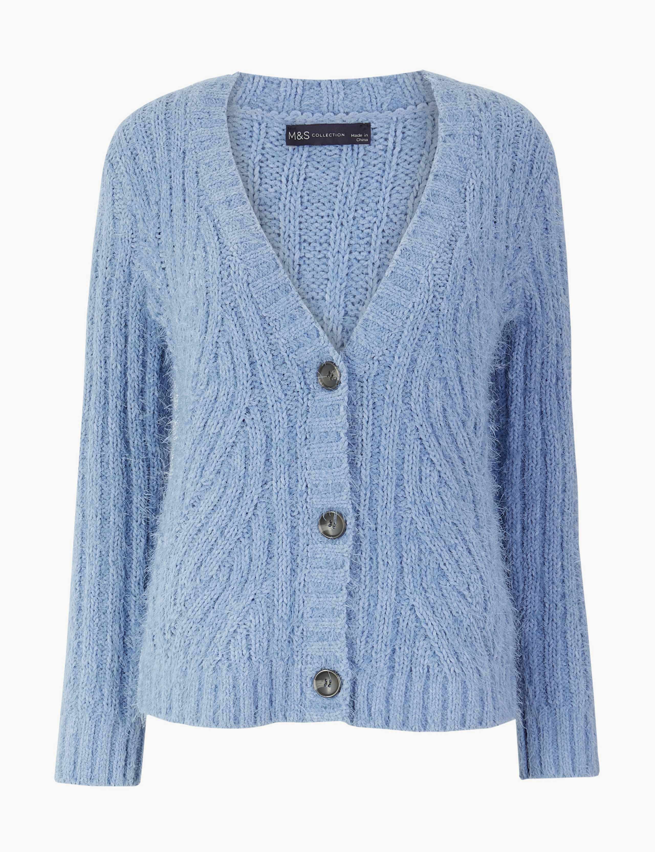 Chenille Cable Knit V-Neck Cardigan 2 of 5