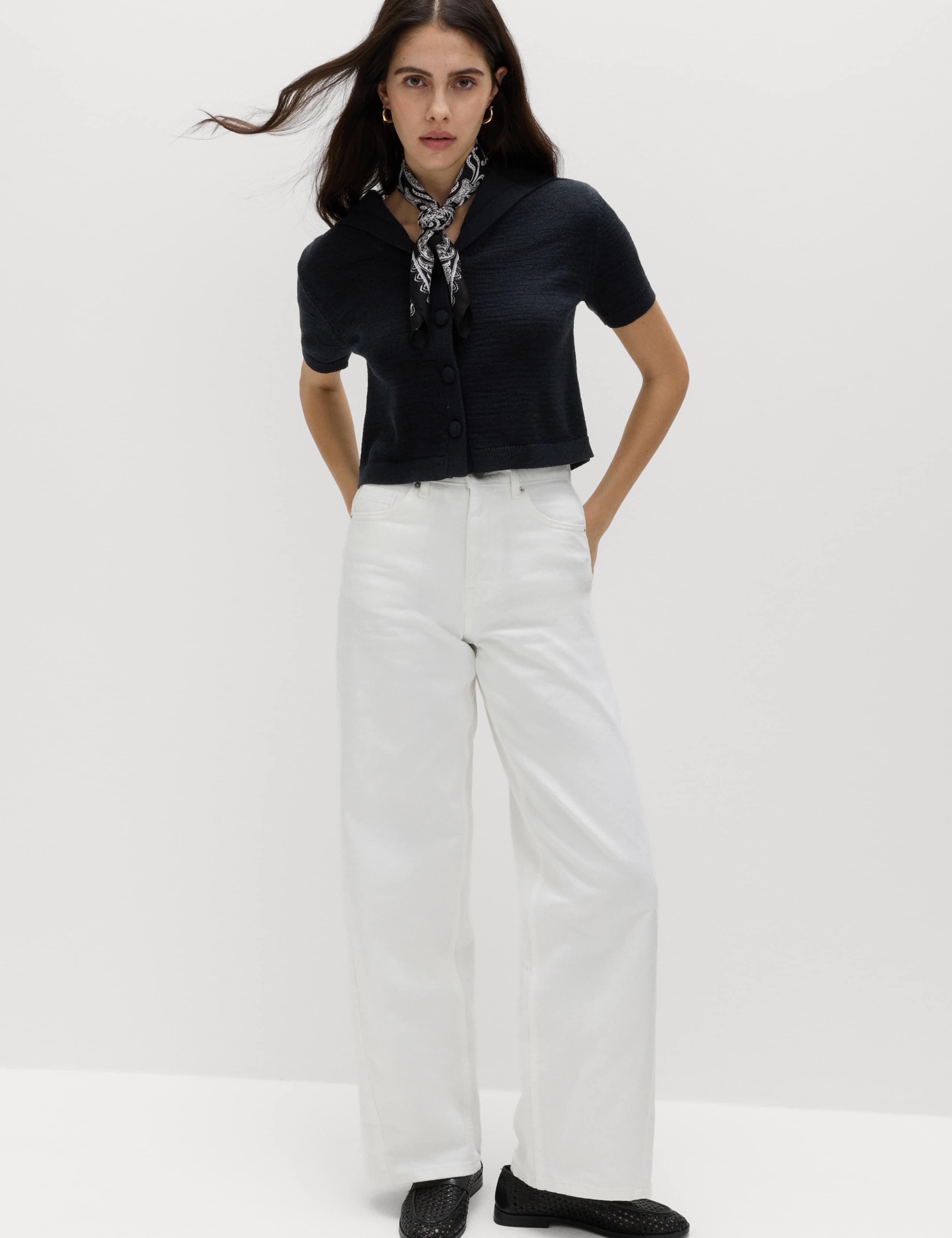 Cotton Blend Sailor Collared Cardigan 7 of 7