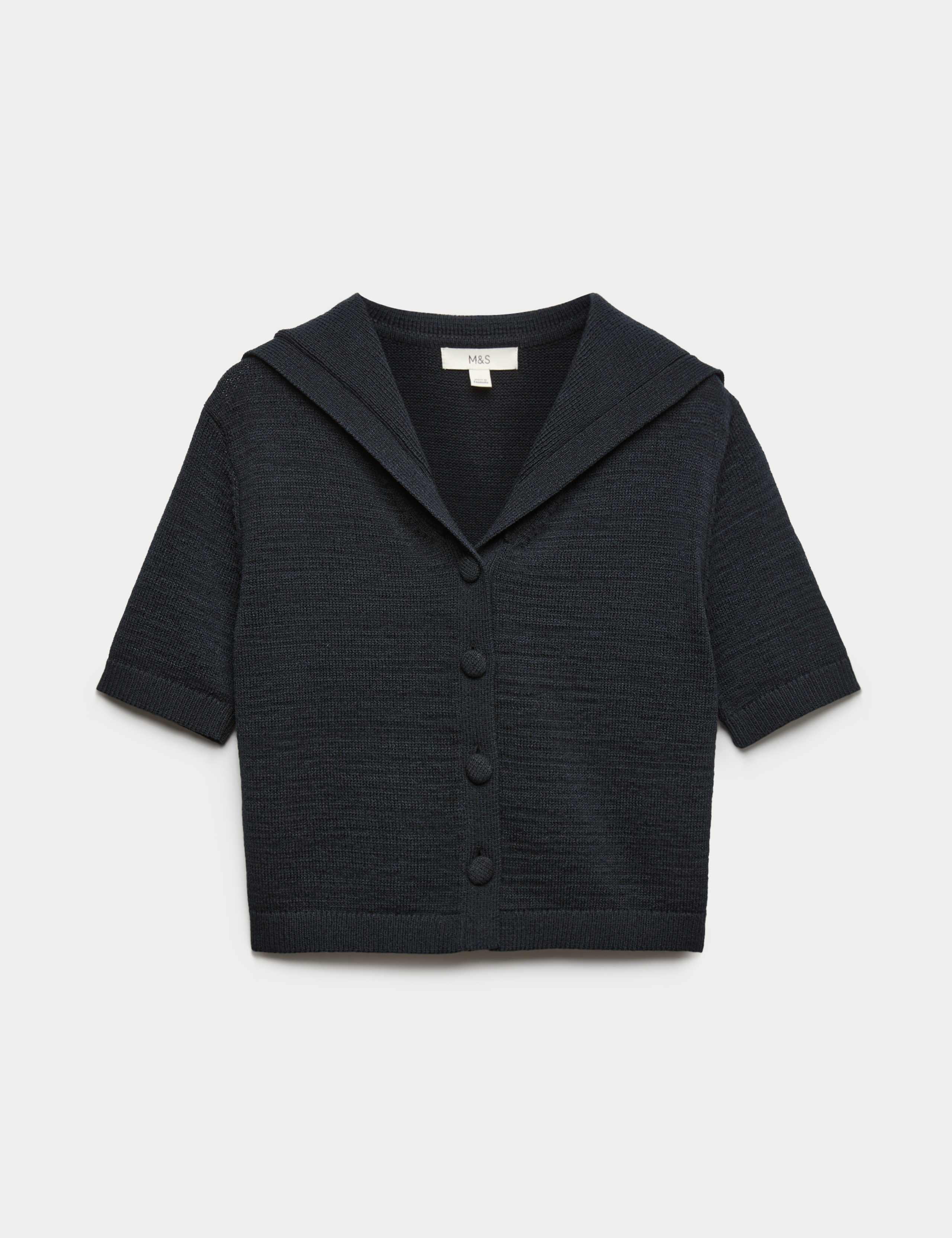 Cotton Blend Sailor Collared Cardigan 2 of 7