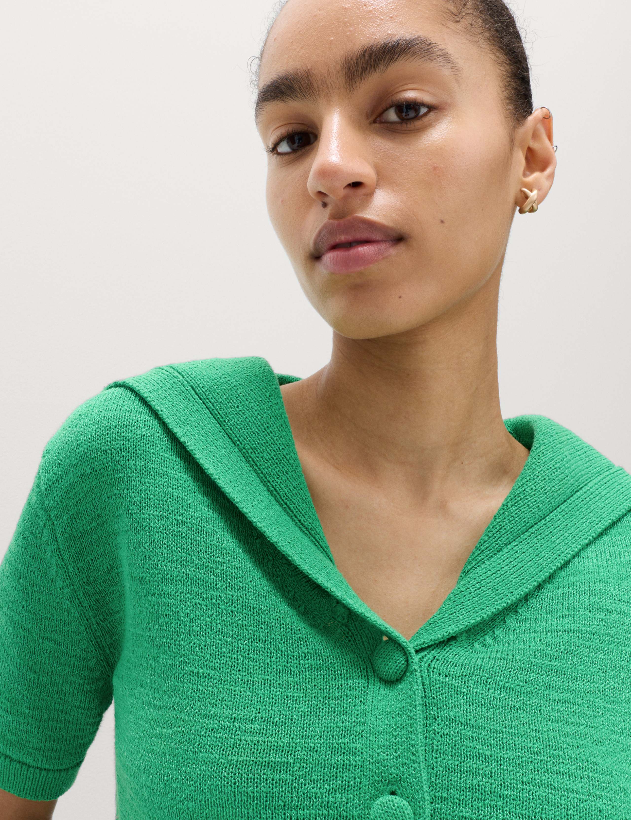 Cotton Blend Sailor Collared Cardigan 5 of 5