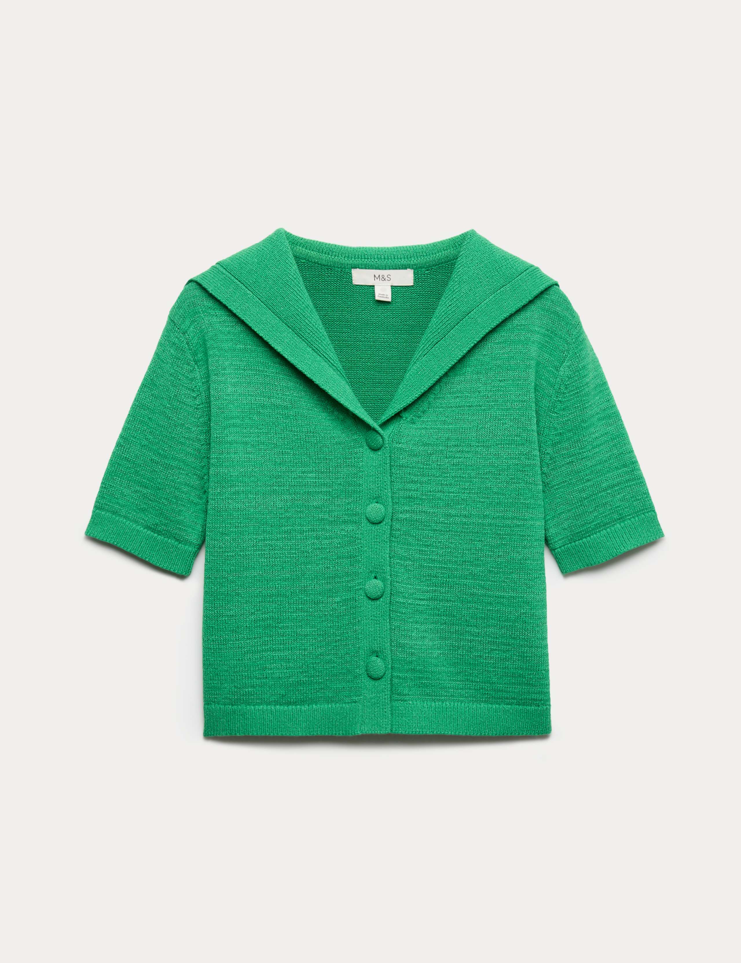 Cotton Blend Sailor Collared Cardigan 2 of 5