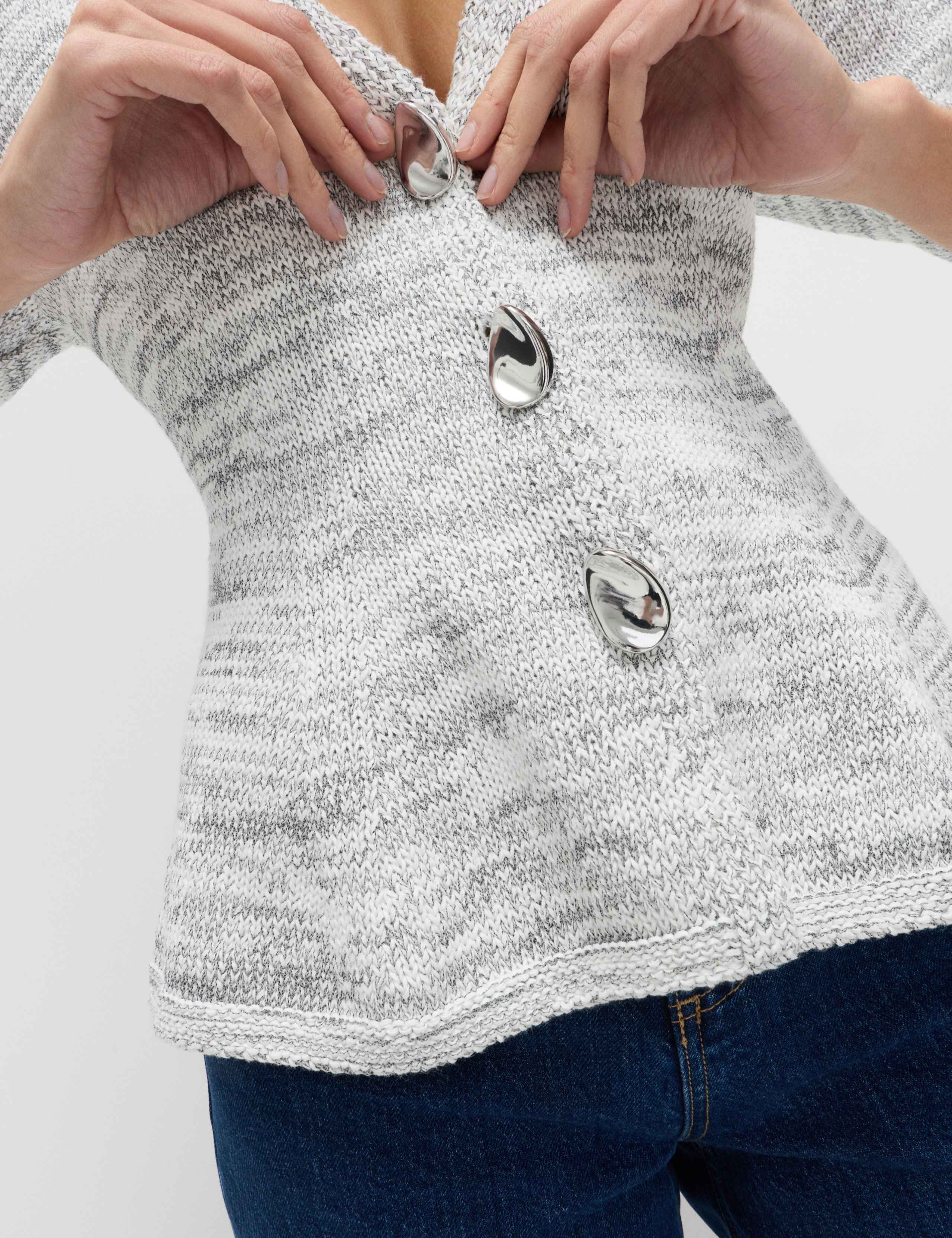 Cotton Rich V-Neck Peplum Slim Fit Cardigan 3 of 5