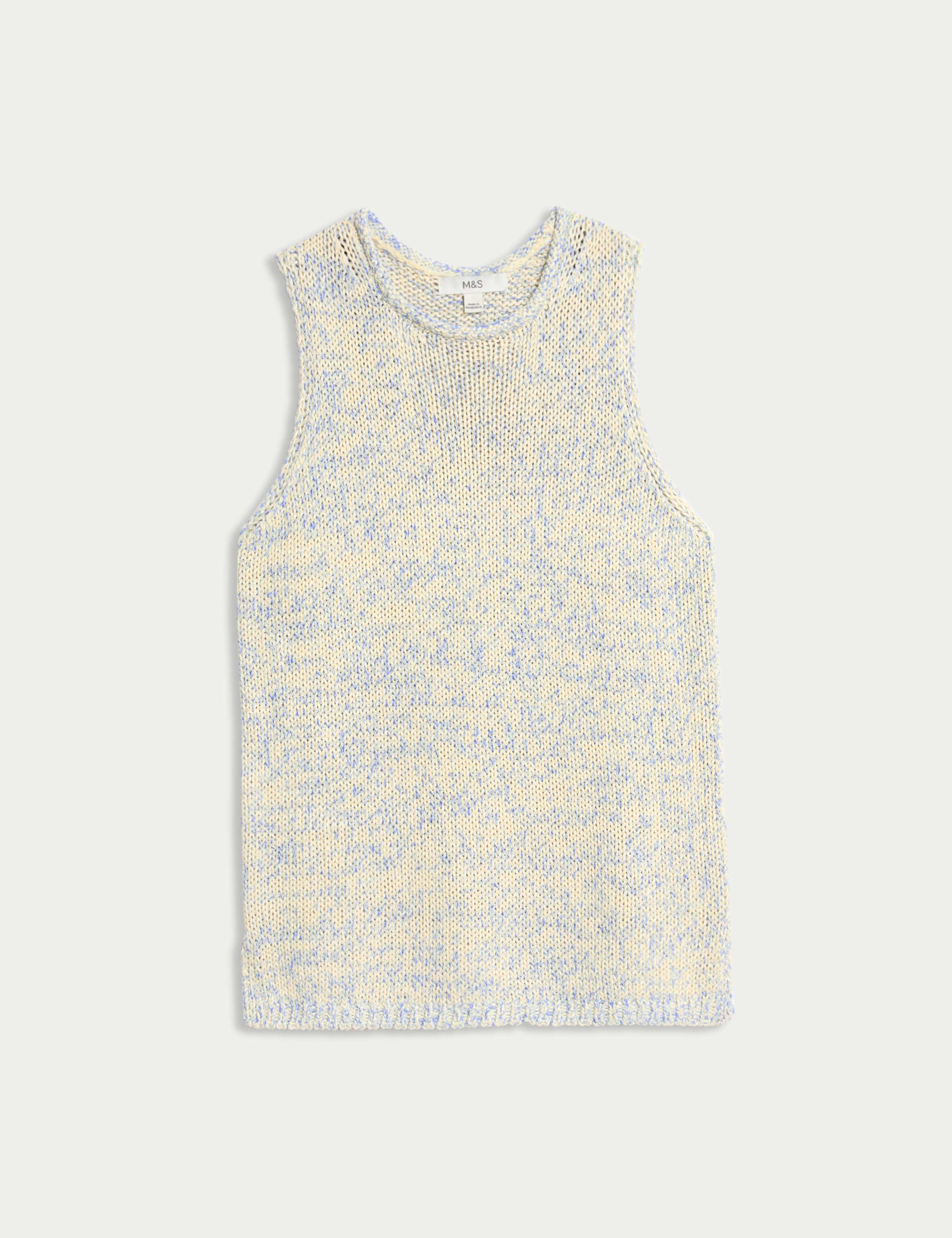 Textured Metallic Crew Neck Knitted Vest 2 of 8