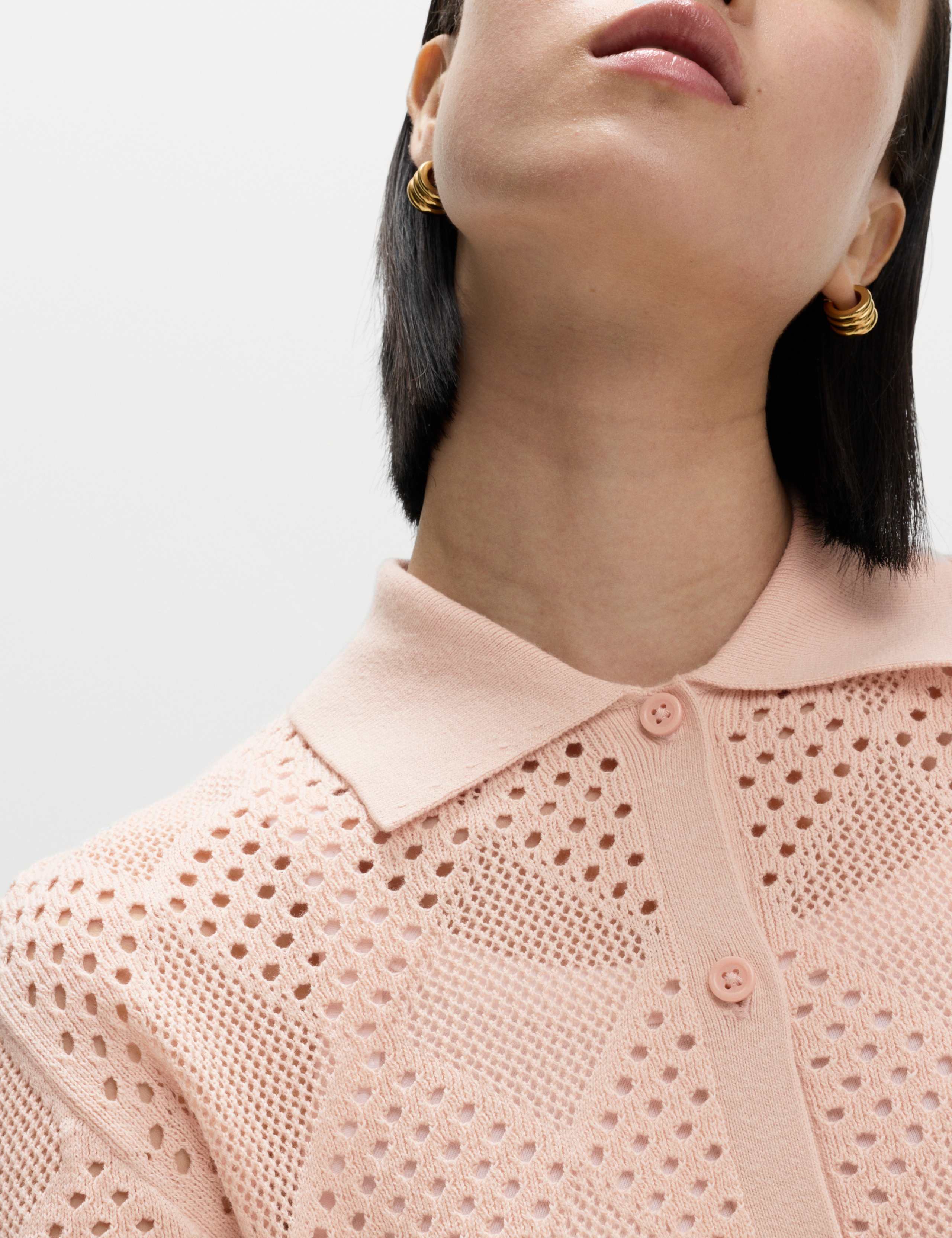 Cotton Rich Textured Collared Knitted Top 4 of 7