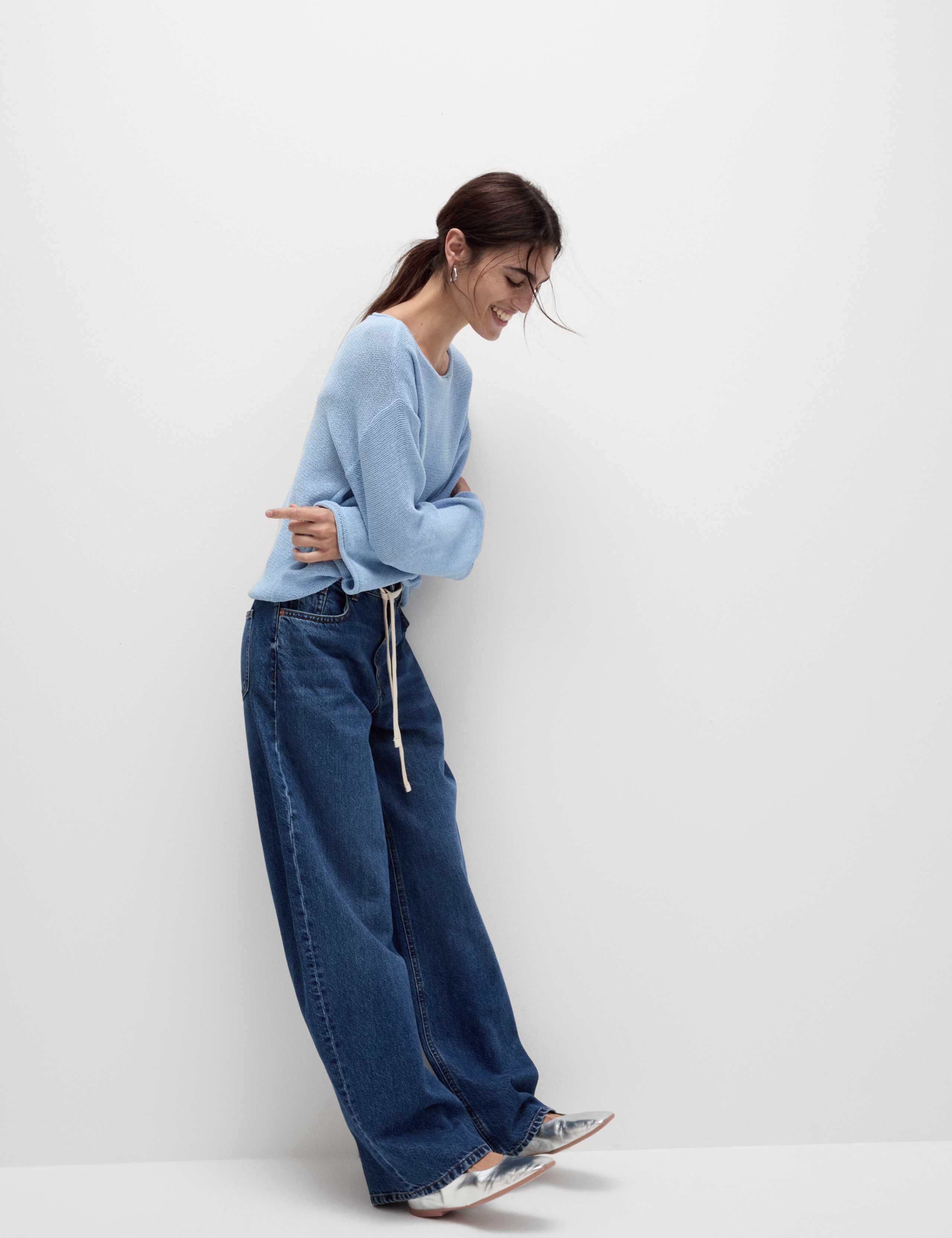 Cotton Blend Textured Crew Neck Jumper 4 of 7