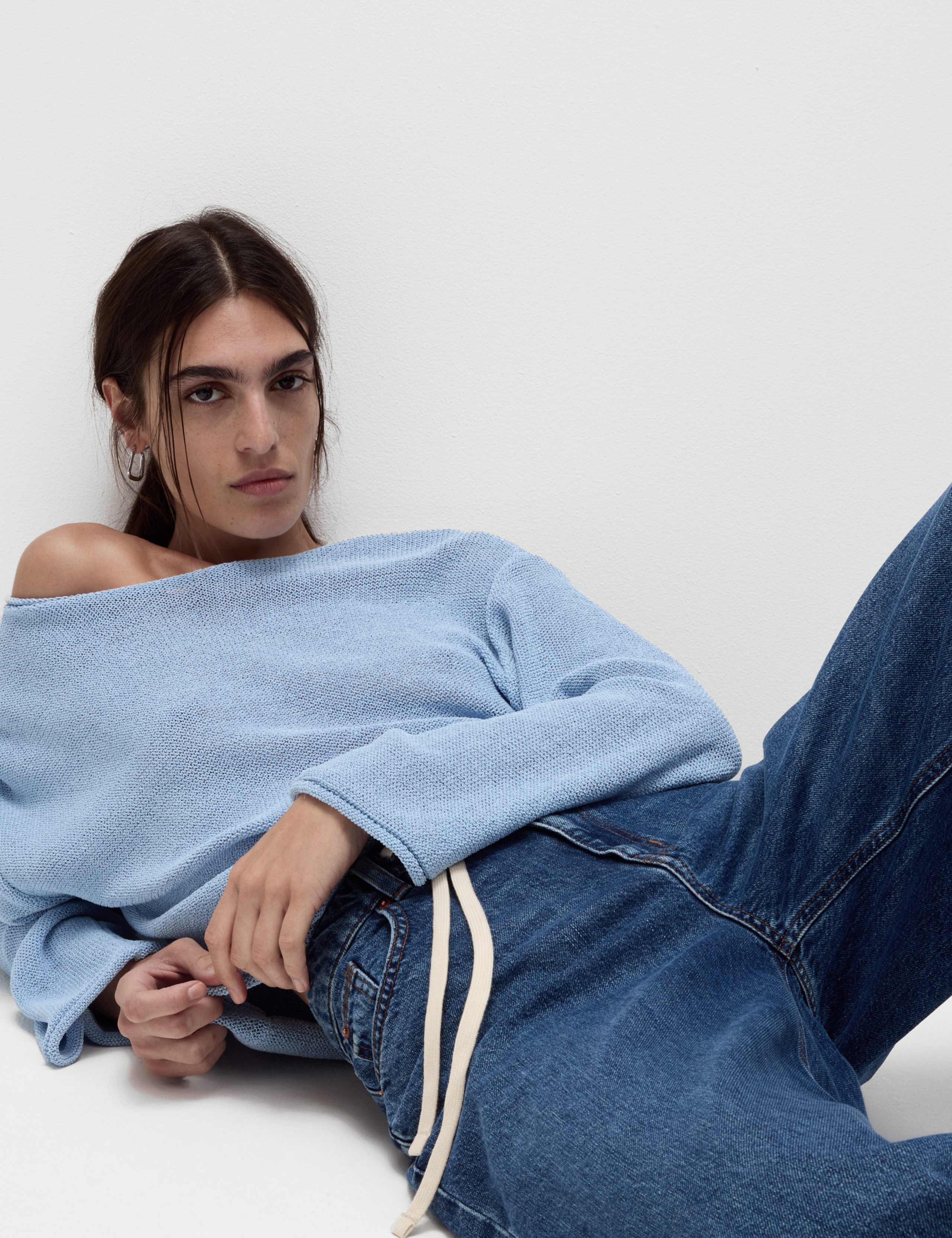 Cotton Blend Textured Crew Neck Jumper 6 of 7