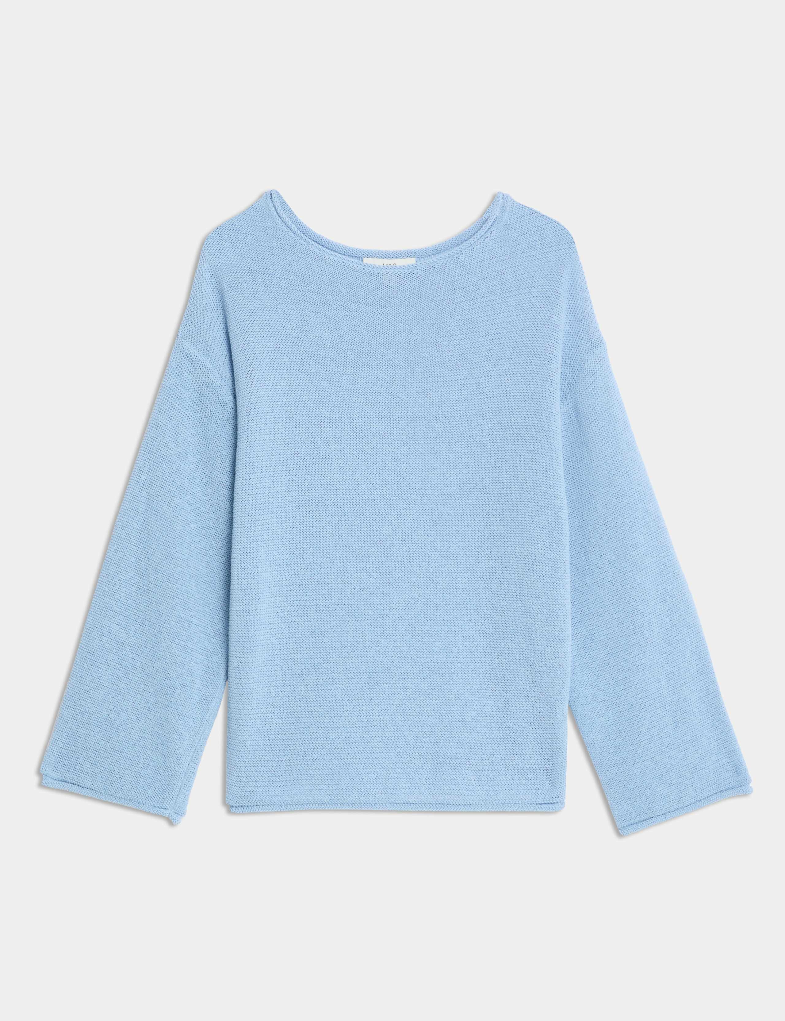Cotton Blend Textured Crew Neck Jumper 2 of 7