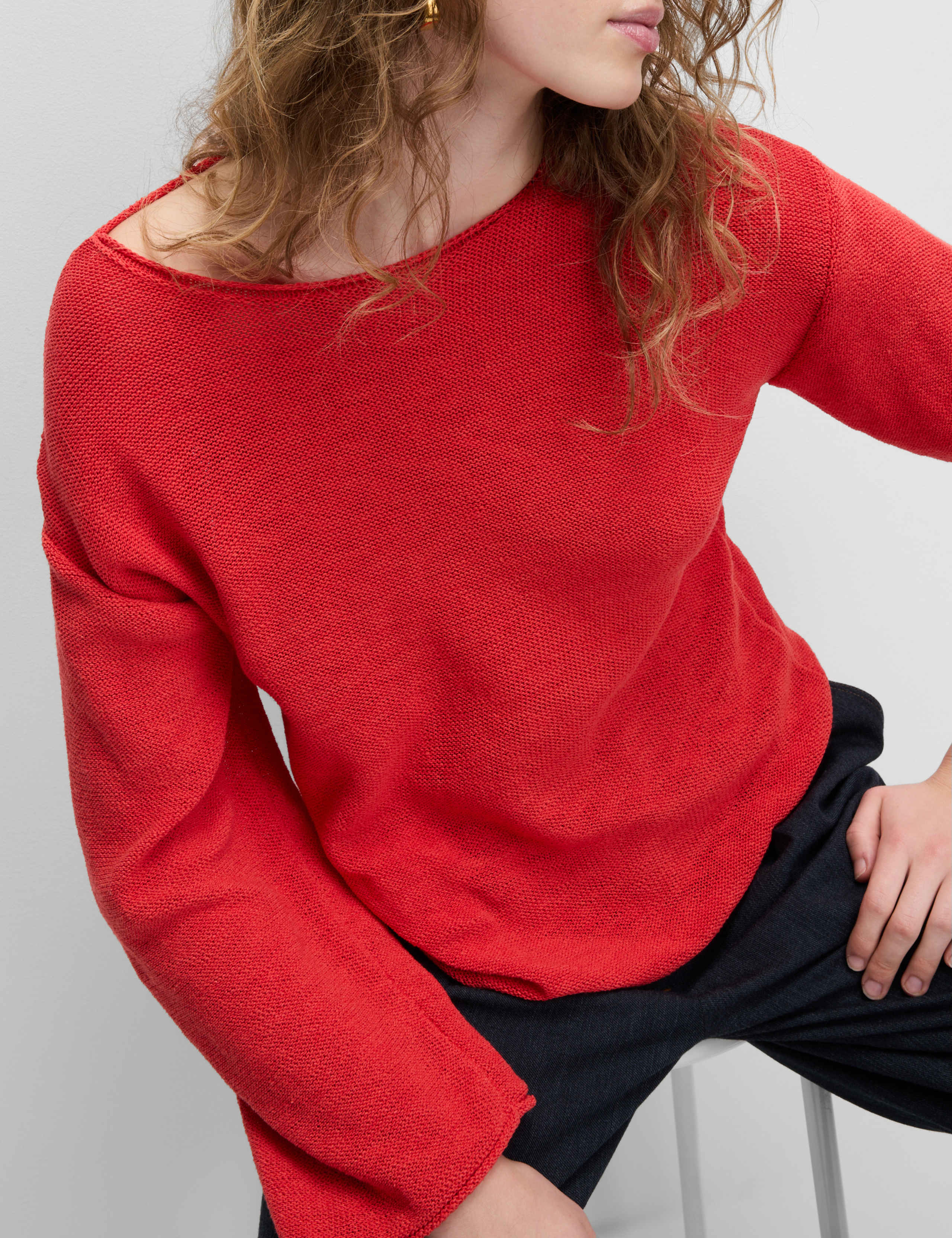 Cotton Blend Textured Crew Neck Jumper 5 of 6