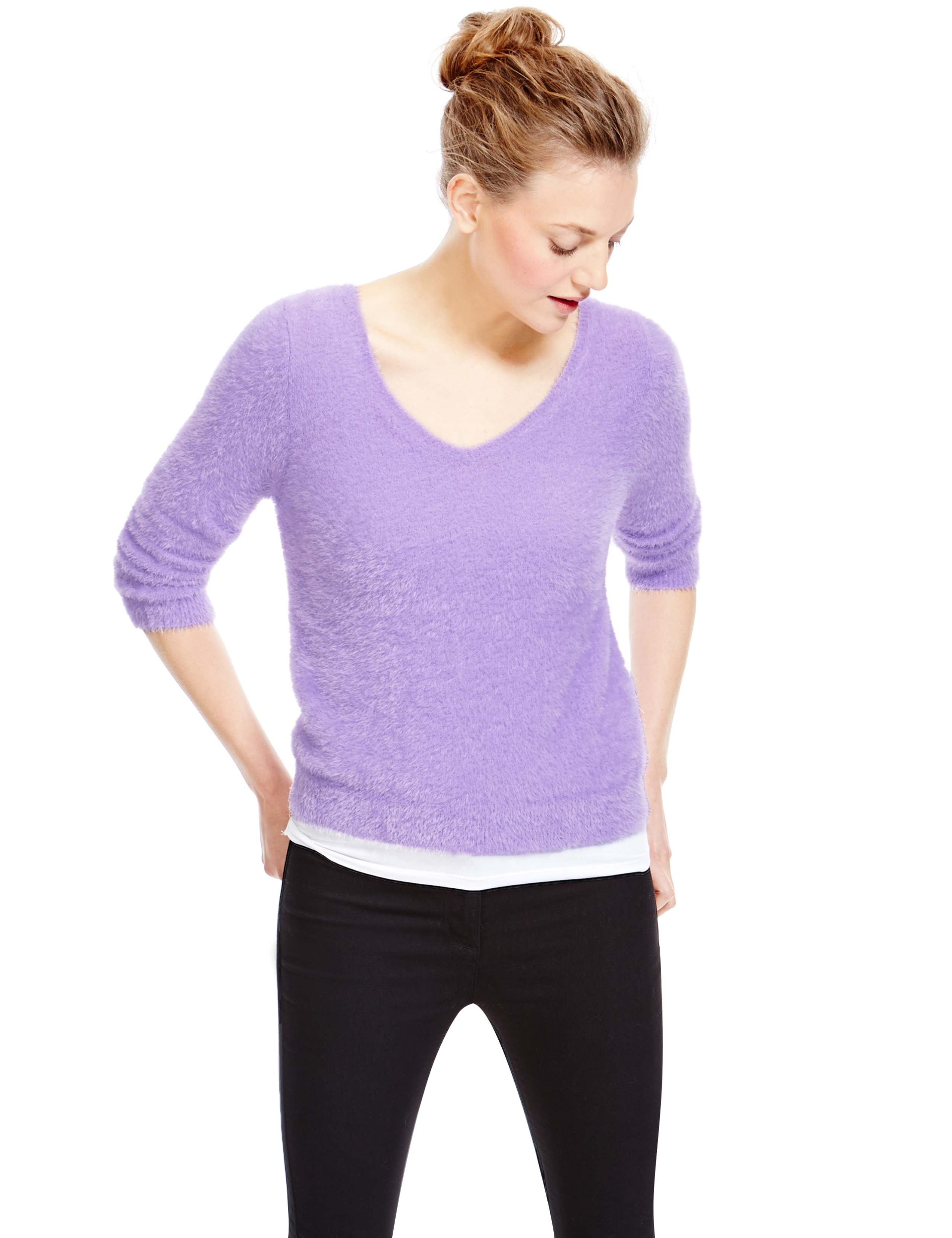 Fluffy V-Neck Jumper 1 of 3