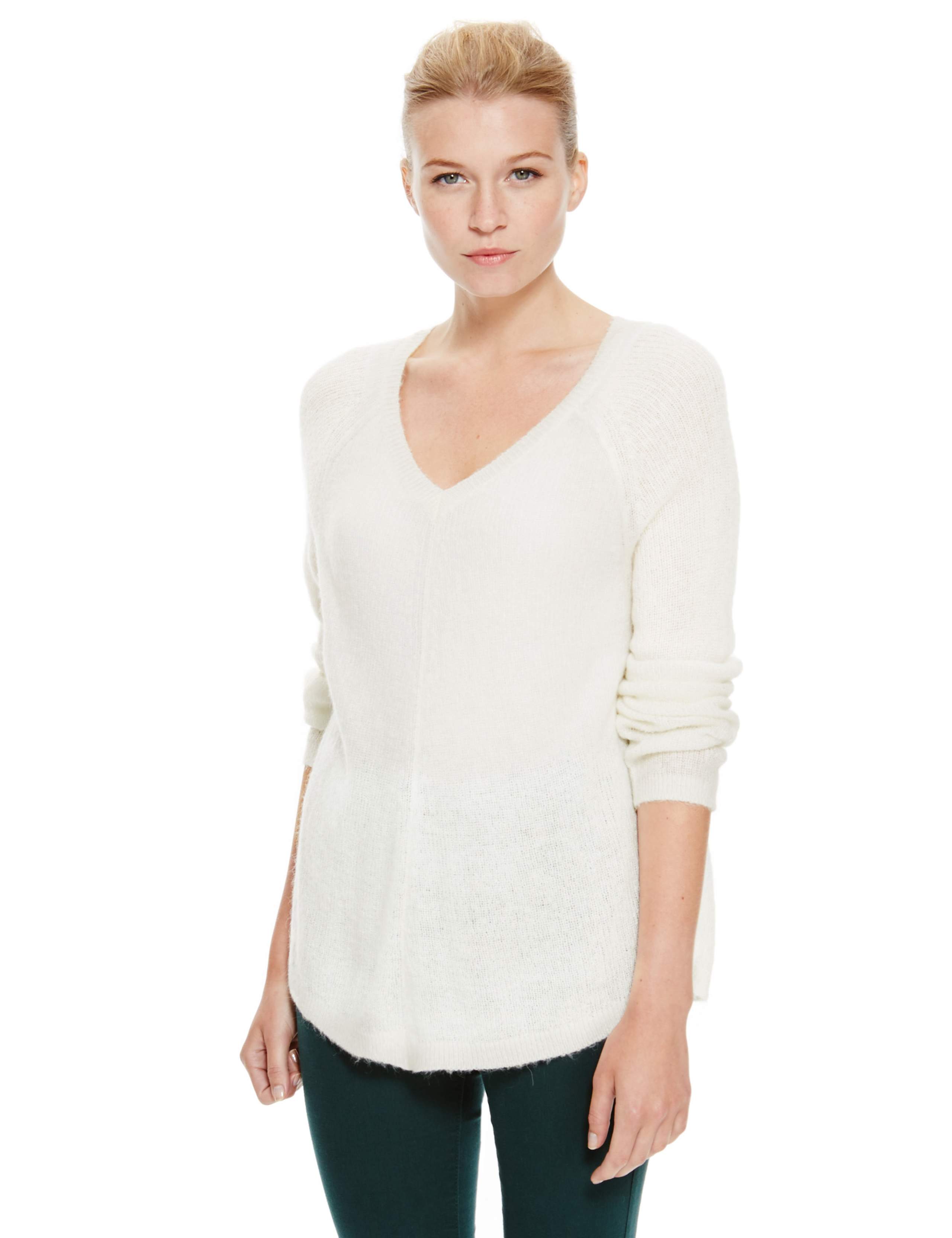 V-Neck Swing Jumper with Mohair 1 of 3