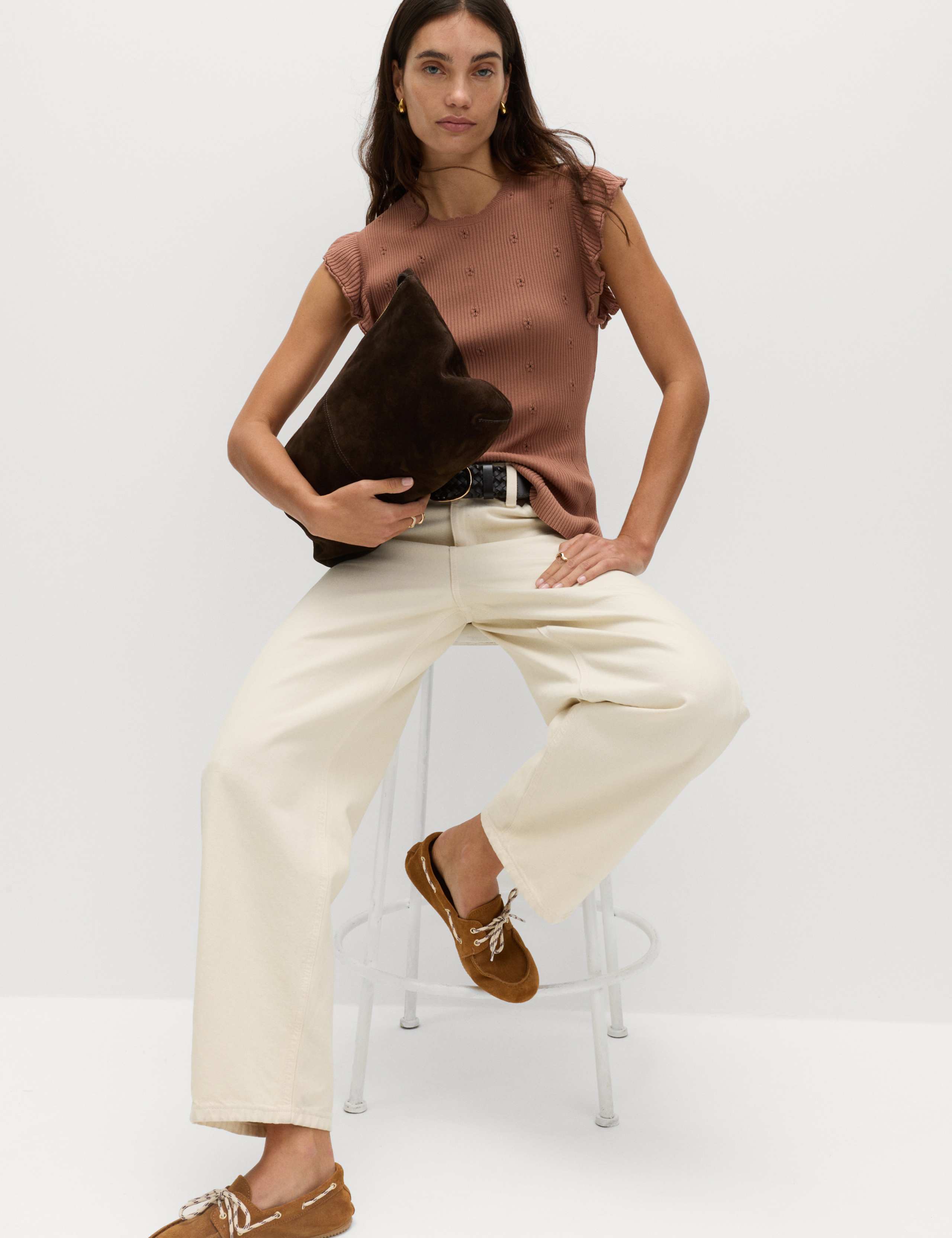 Ribbed Ruffle Peplum Knitted Top 5 of 6