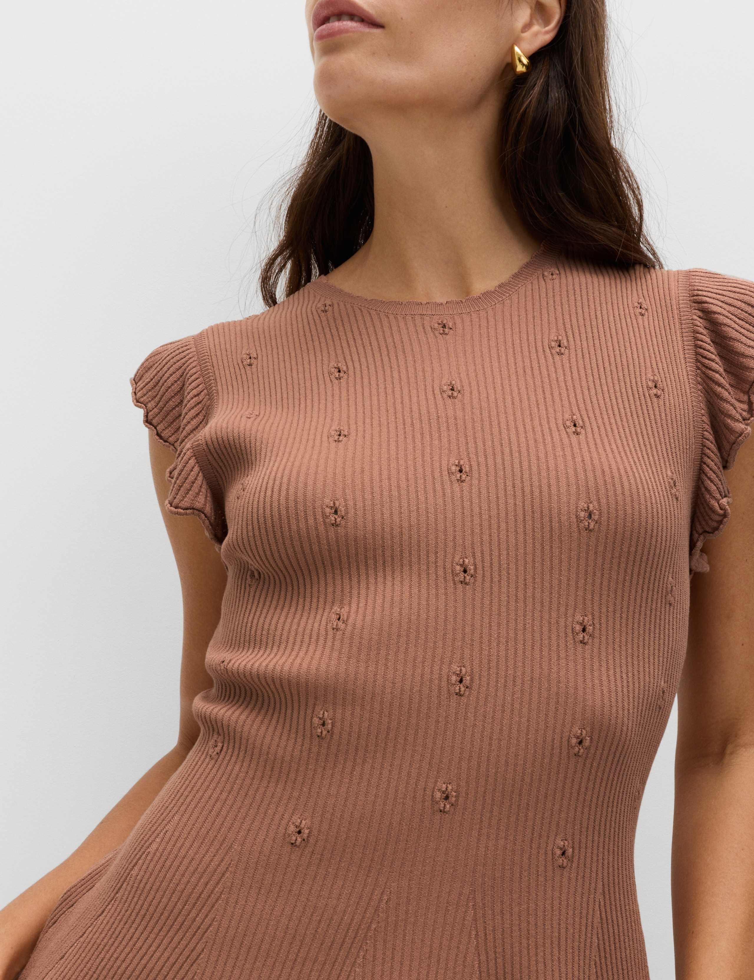 Ribbed Ruffle Peplum Knitted Top 6 of 6