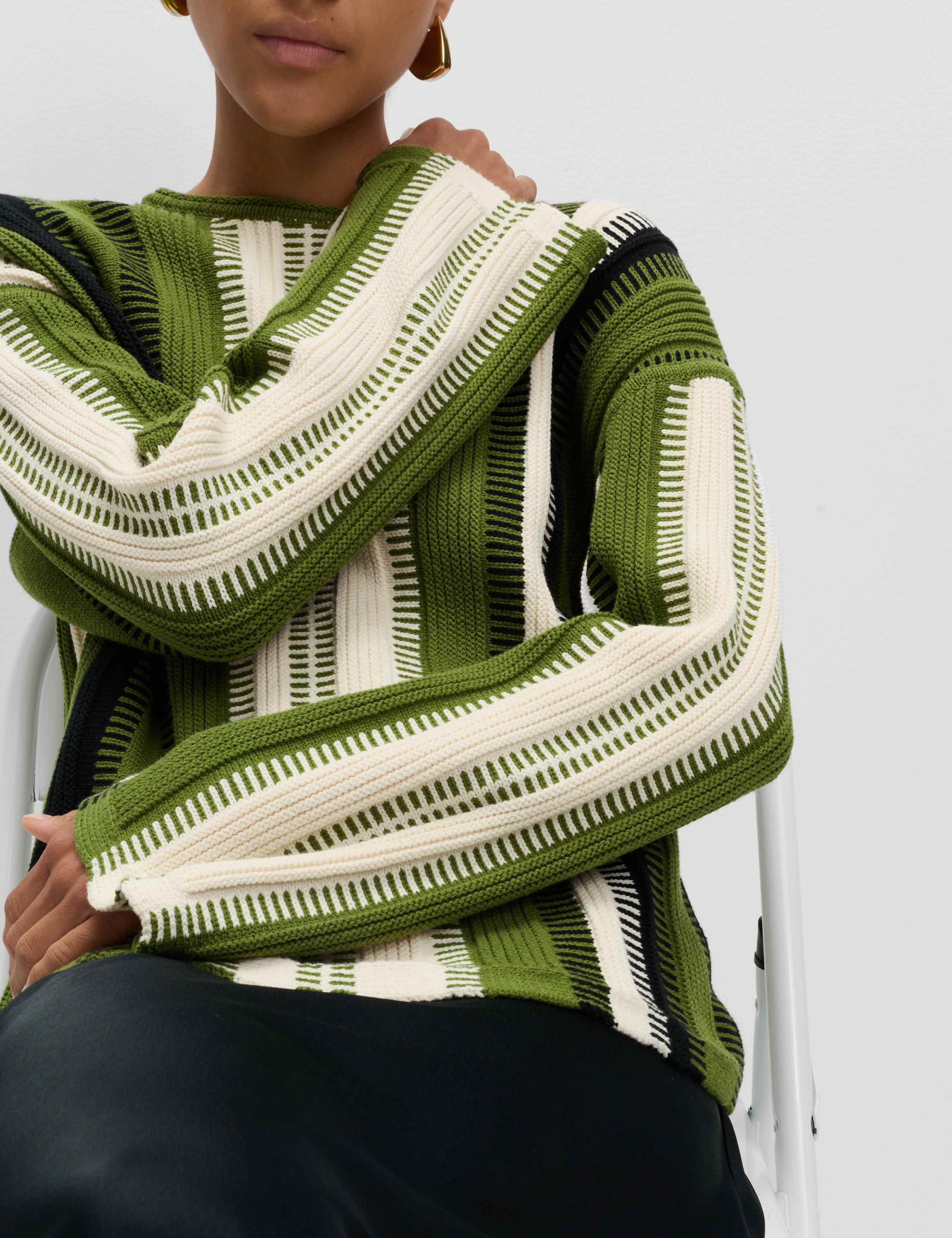 Cotton Rich Striped Crew Neck Jumper 4 of 7