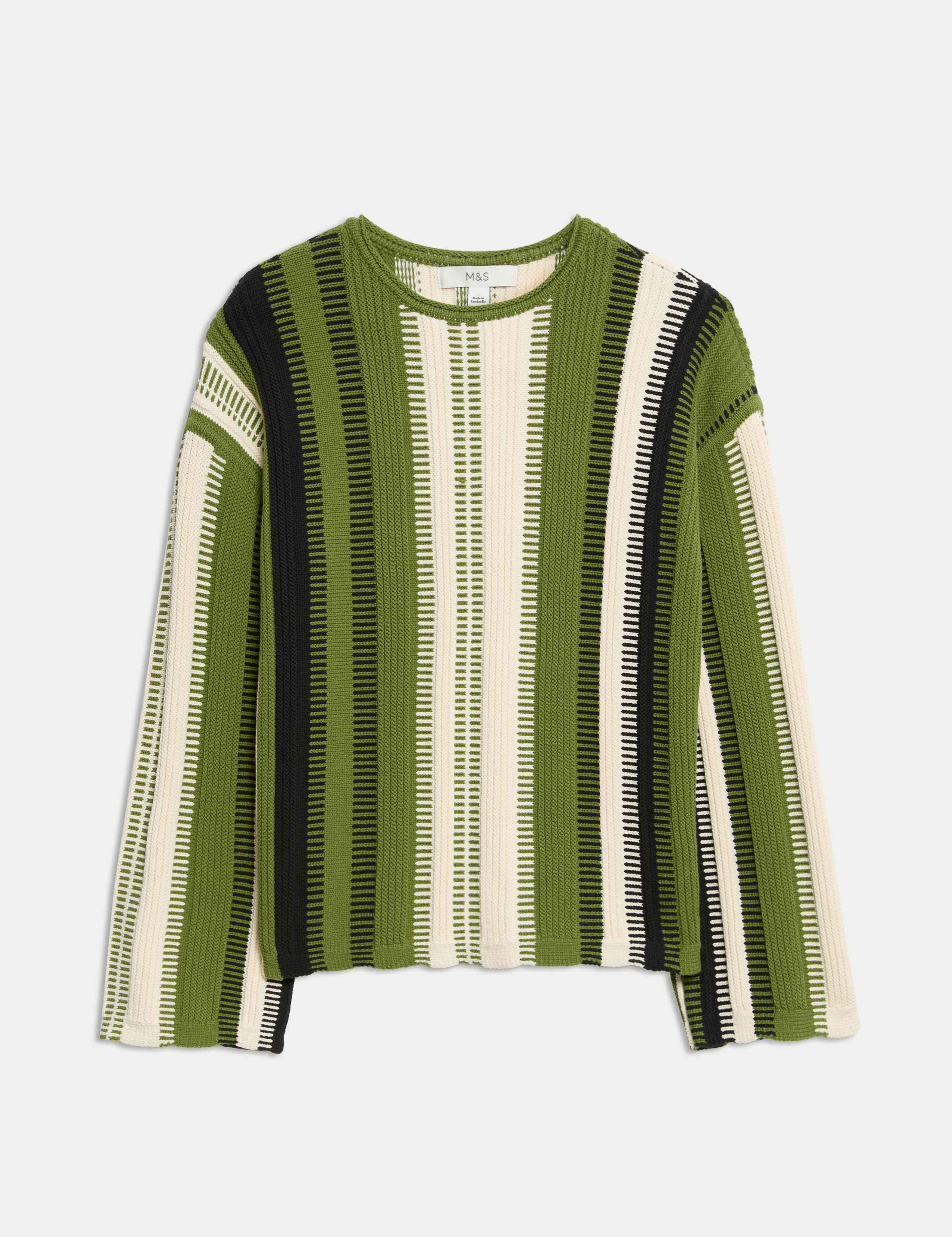 Cotton Rich Striped Crew Neck Jumper 2 of 7