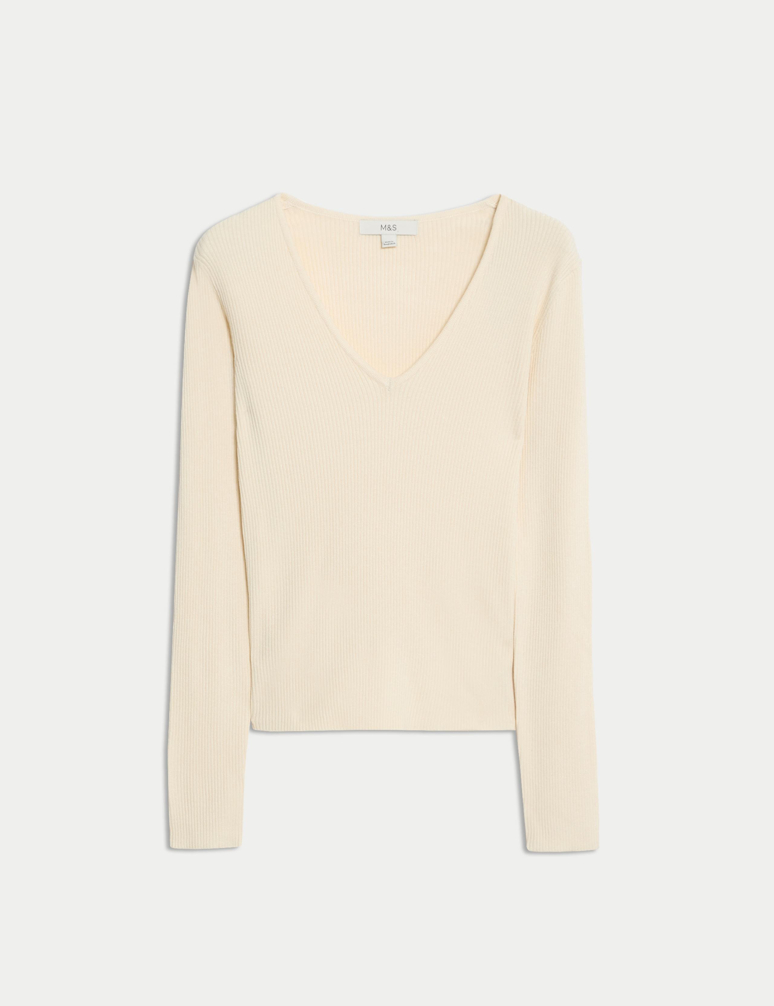 Ribbed V-Neck Knitted Top 2 of 7