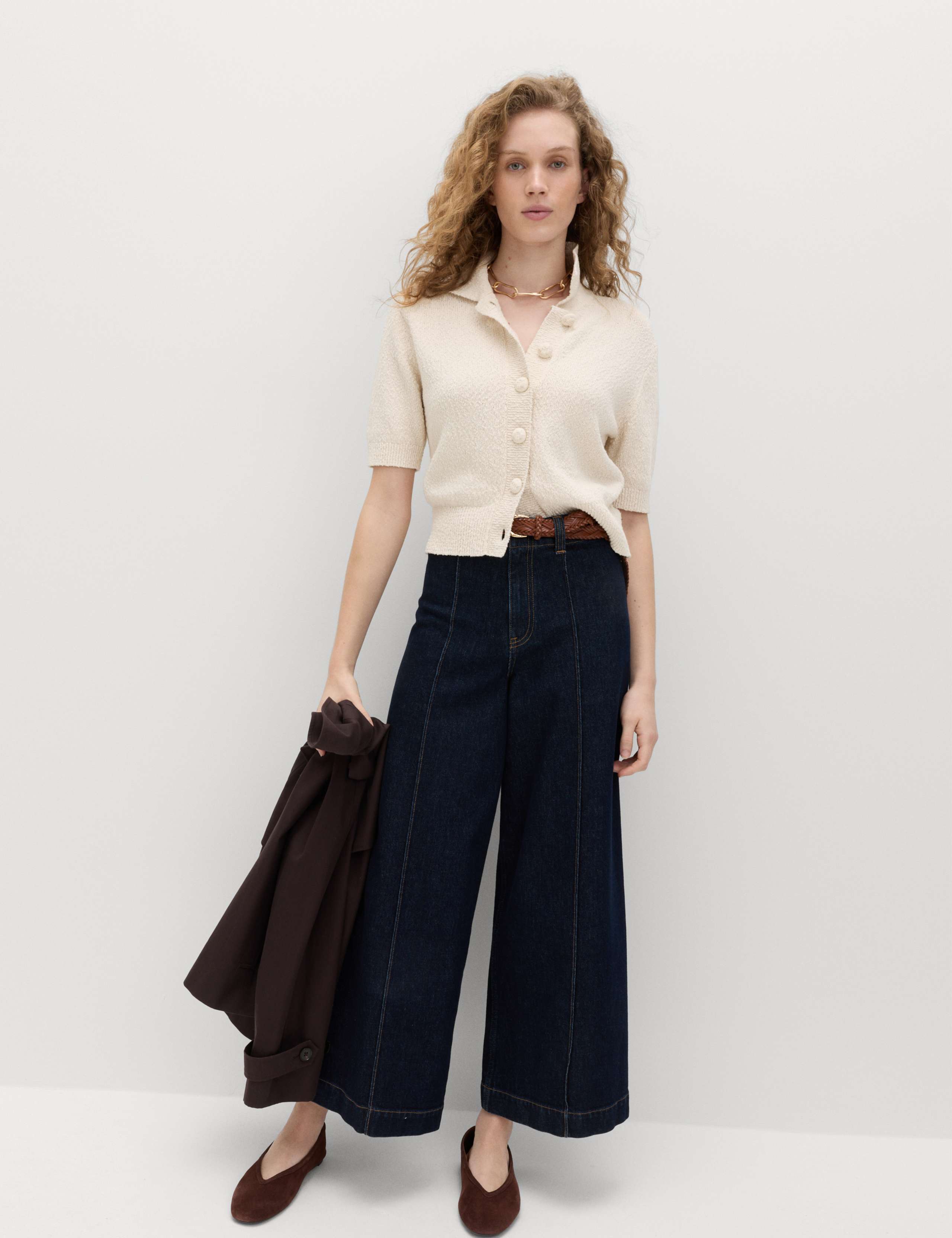 Cotton Rich Textured Cropped Cardigan 3 of 6