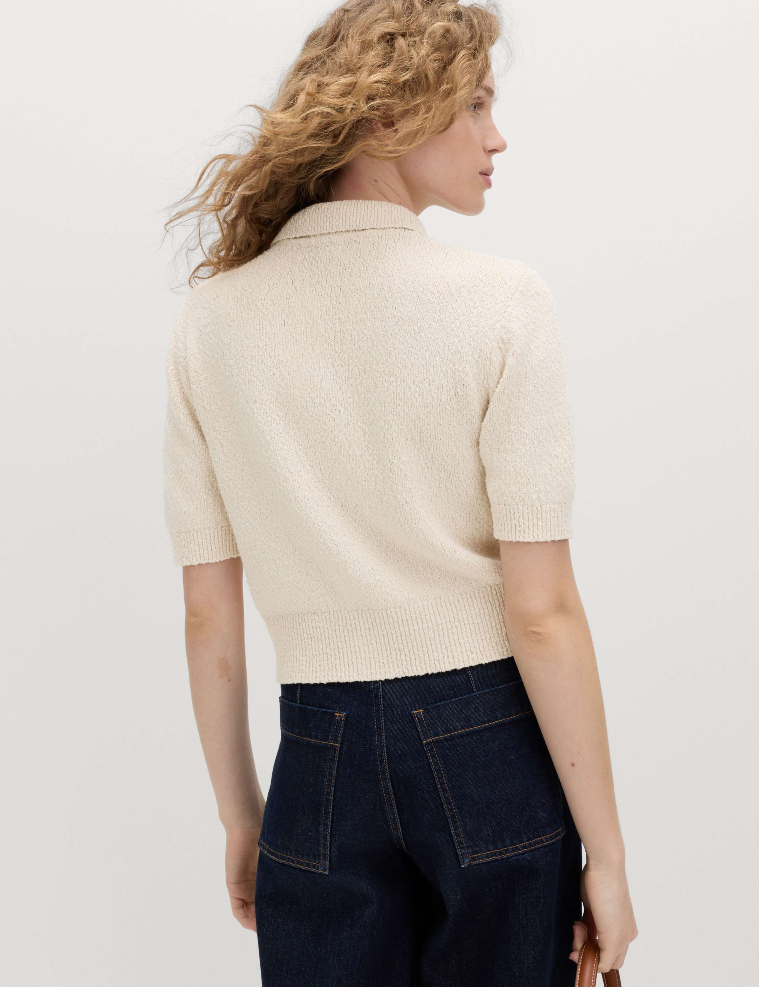 Cotton Rich Textured Cropped Cardigan 4 of 6