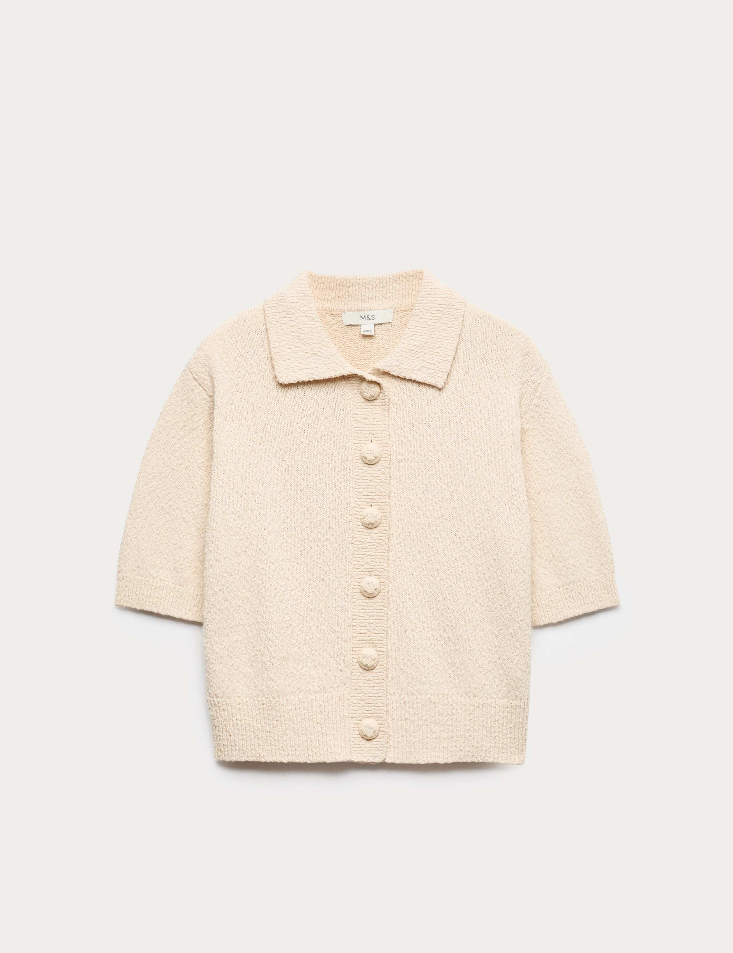 Cotton Rich Textured Cropped Cardigan 1 of 1