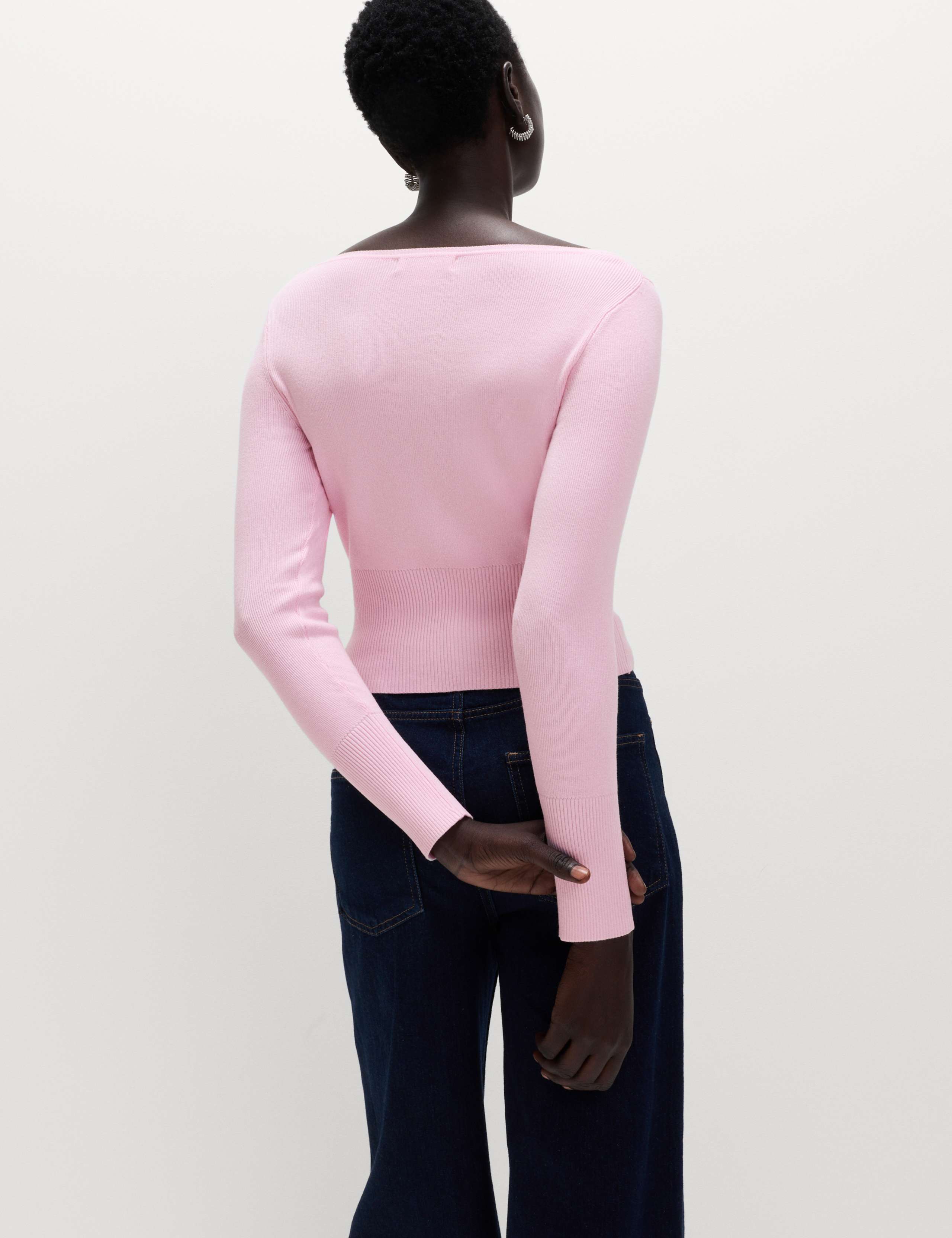 Square Neck Scallop Edge Slim Fit Cardigan 5 of 5