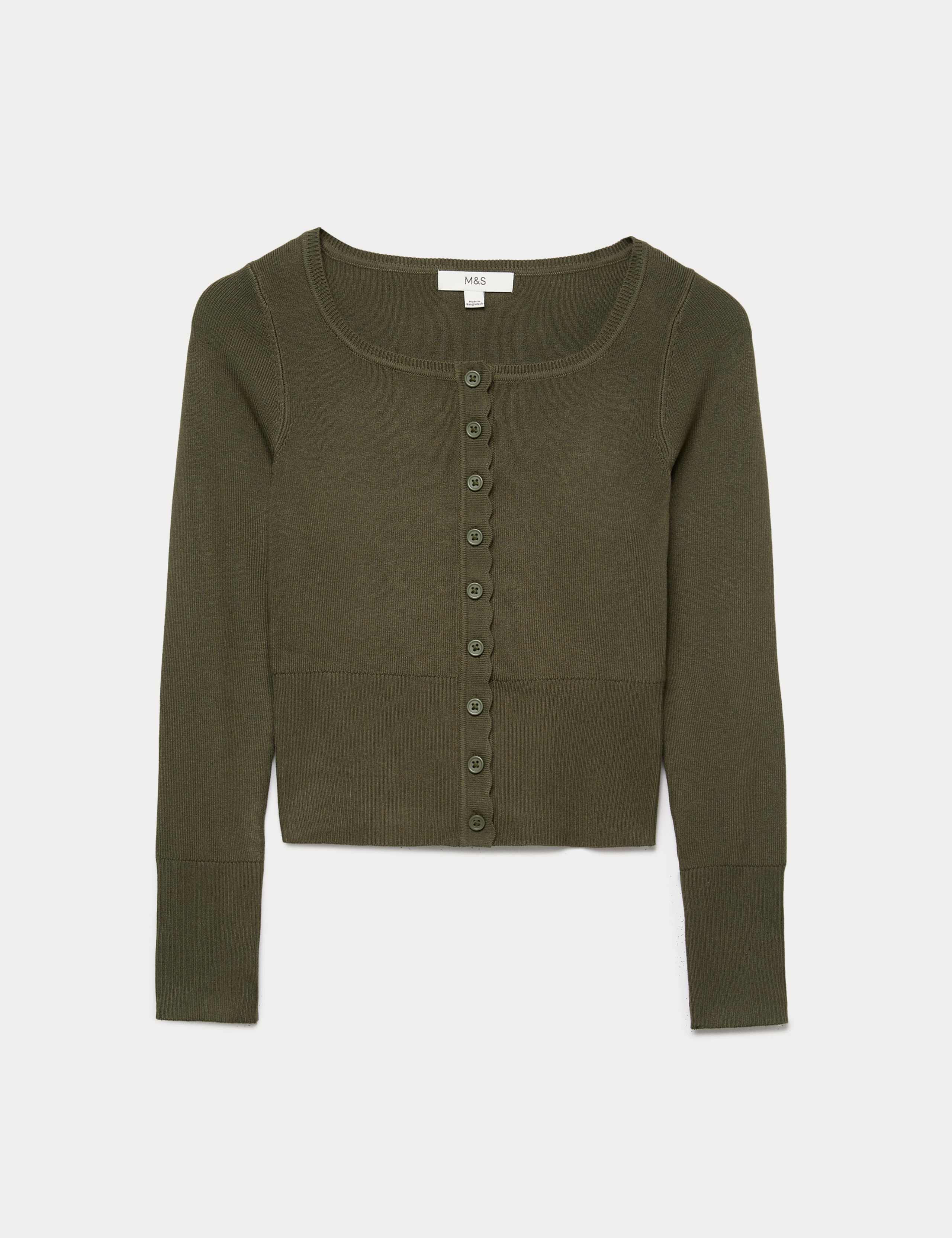 Square Neck Scallop Edge Slim Fit Cardigan 2 of 6