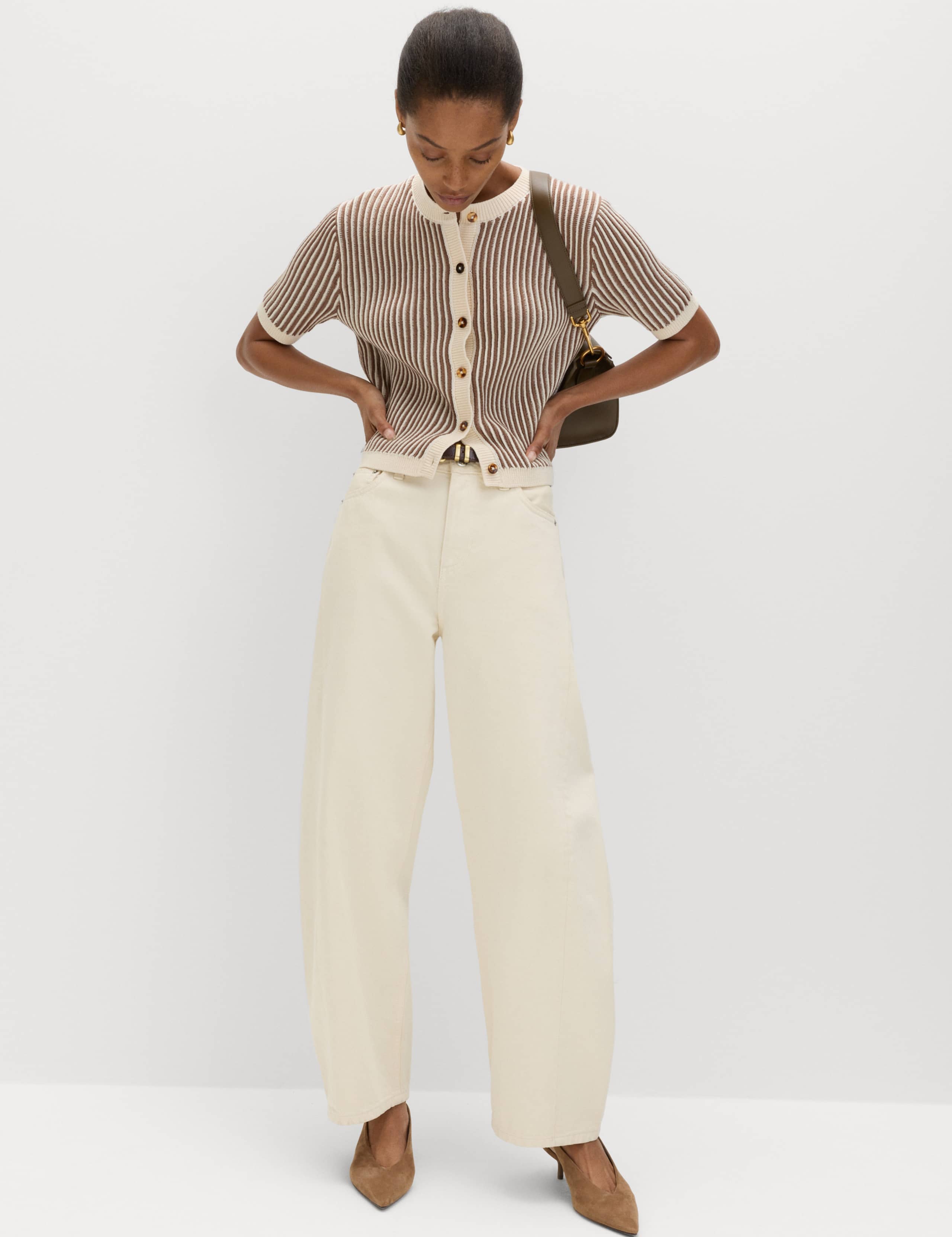 Cotton Rich Textured Cropped Cardigan 3 of 5