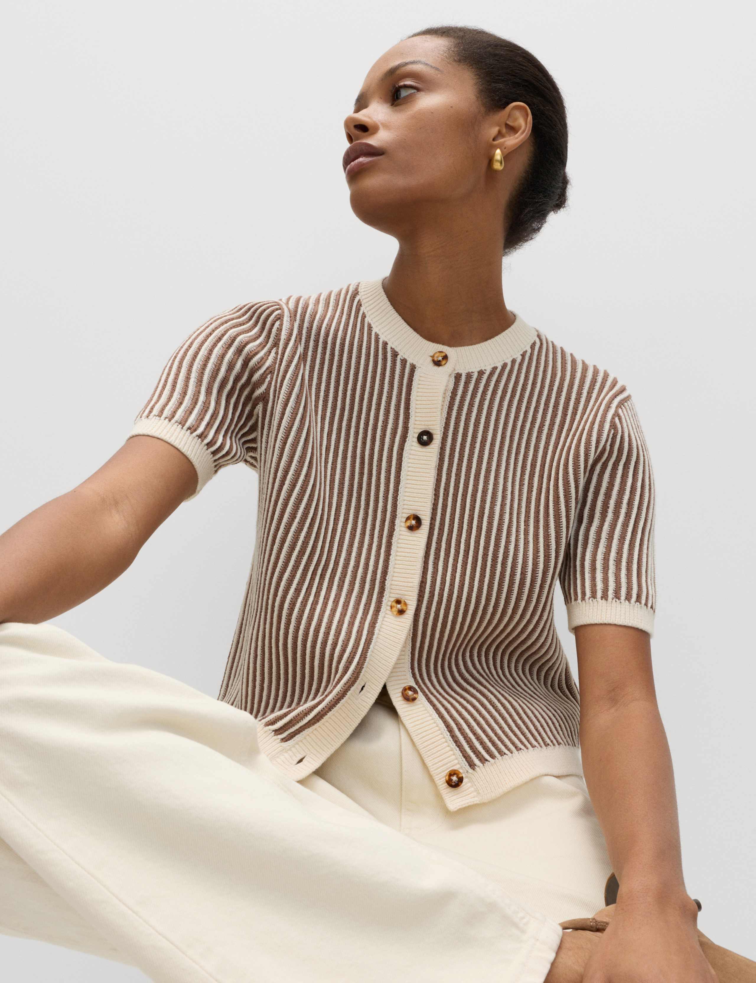 Cotton Rich Textured Cropped Cardigan 5 of 5